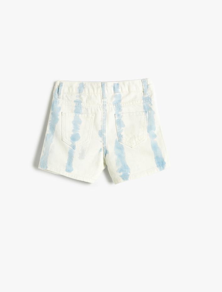 Kız Bebek Kot Şort Mini Batik Desenli Pamuklu