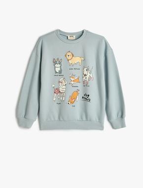 Sweatshirt Köpek Baskılı Bisiklet Yaka Uzun Kollu