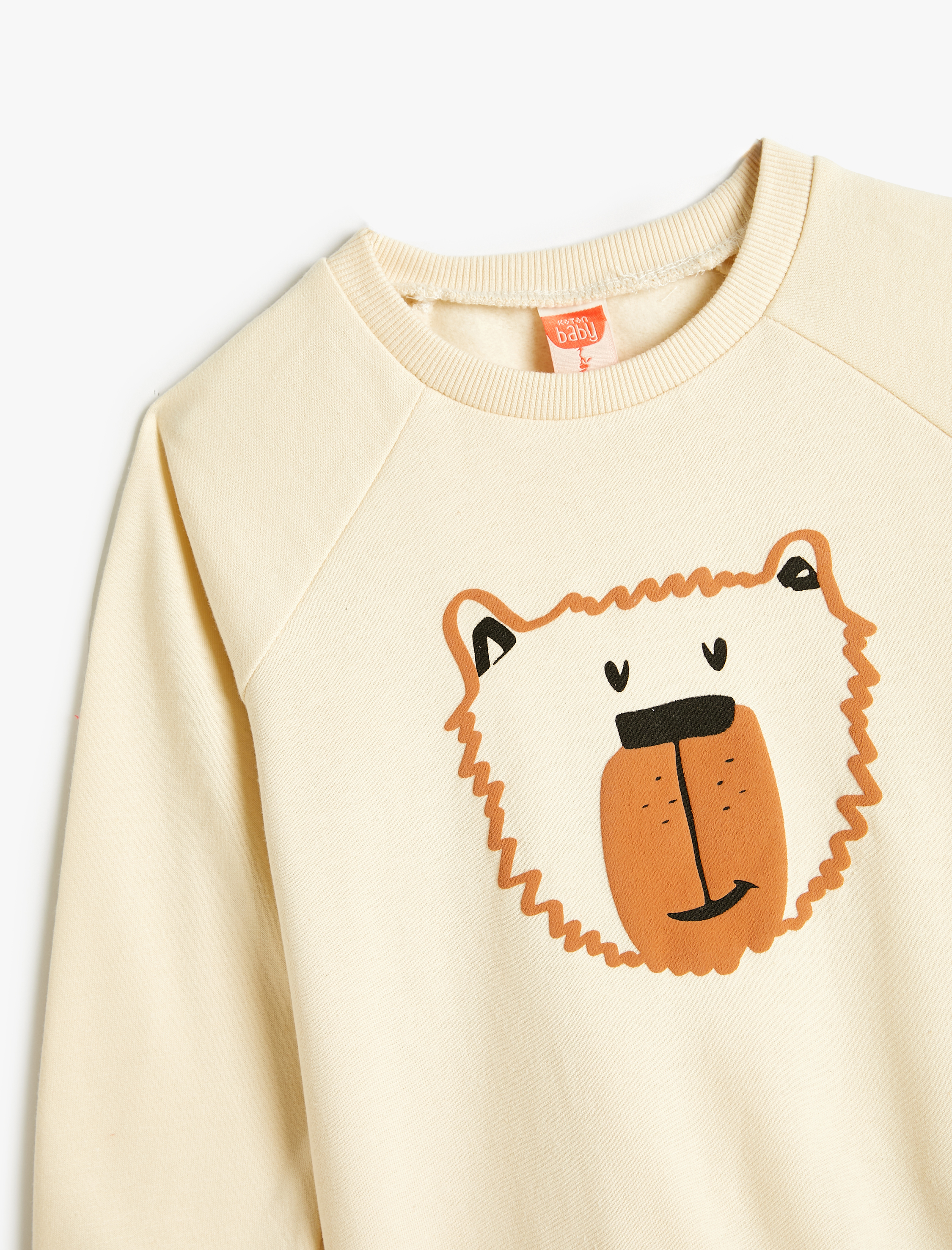  Erkek Bebek Kaplan Baskılı Sweatshirt Uzun Kollu Bisiklet Yaka Pamuklu Şardonlu