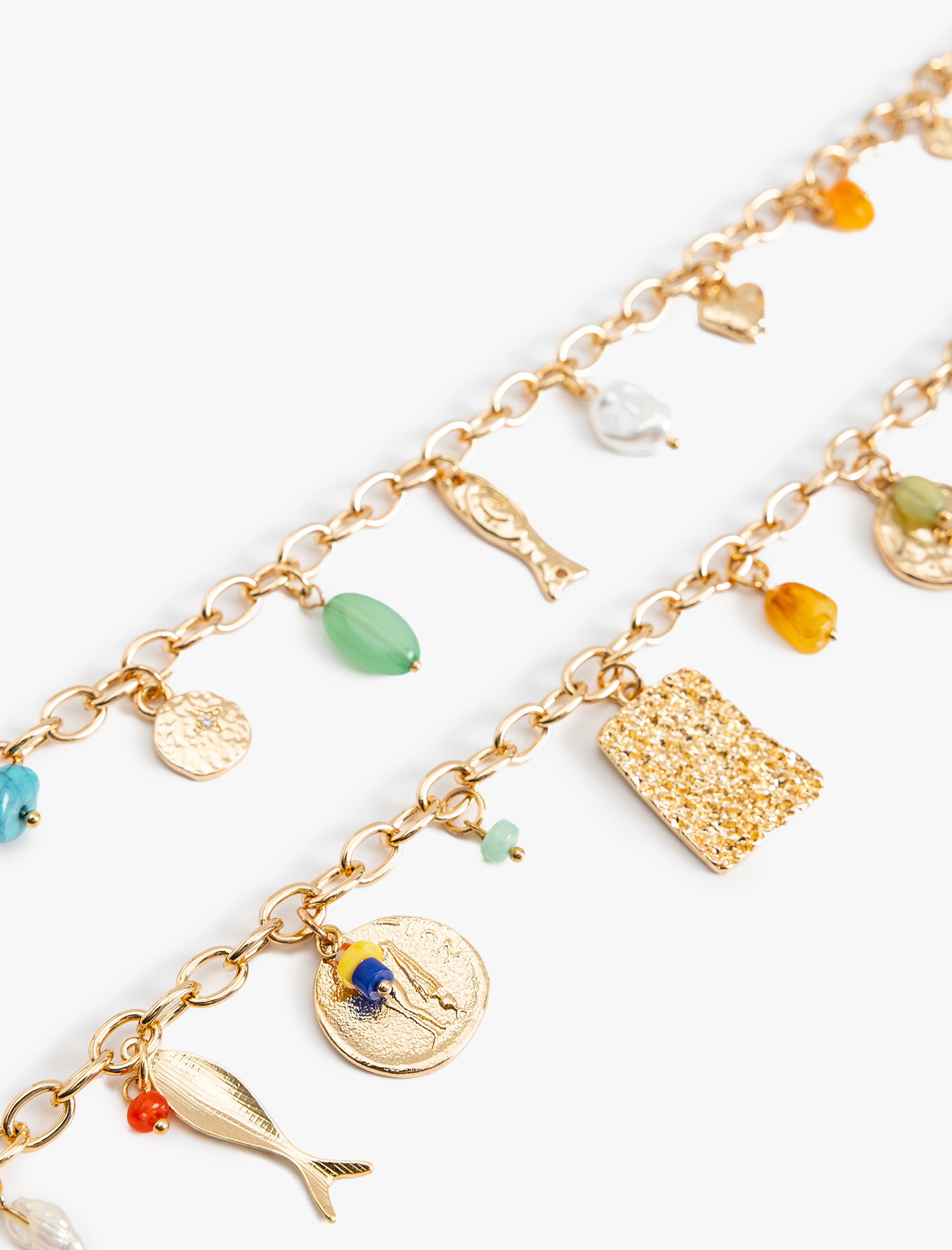  Kadın Koton X Sibil Çetinkaya - Deniz Kabuğu Detaylı Charmlı Zincirli Kolye 2 Sıra