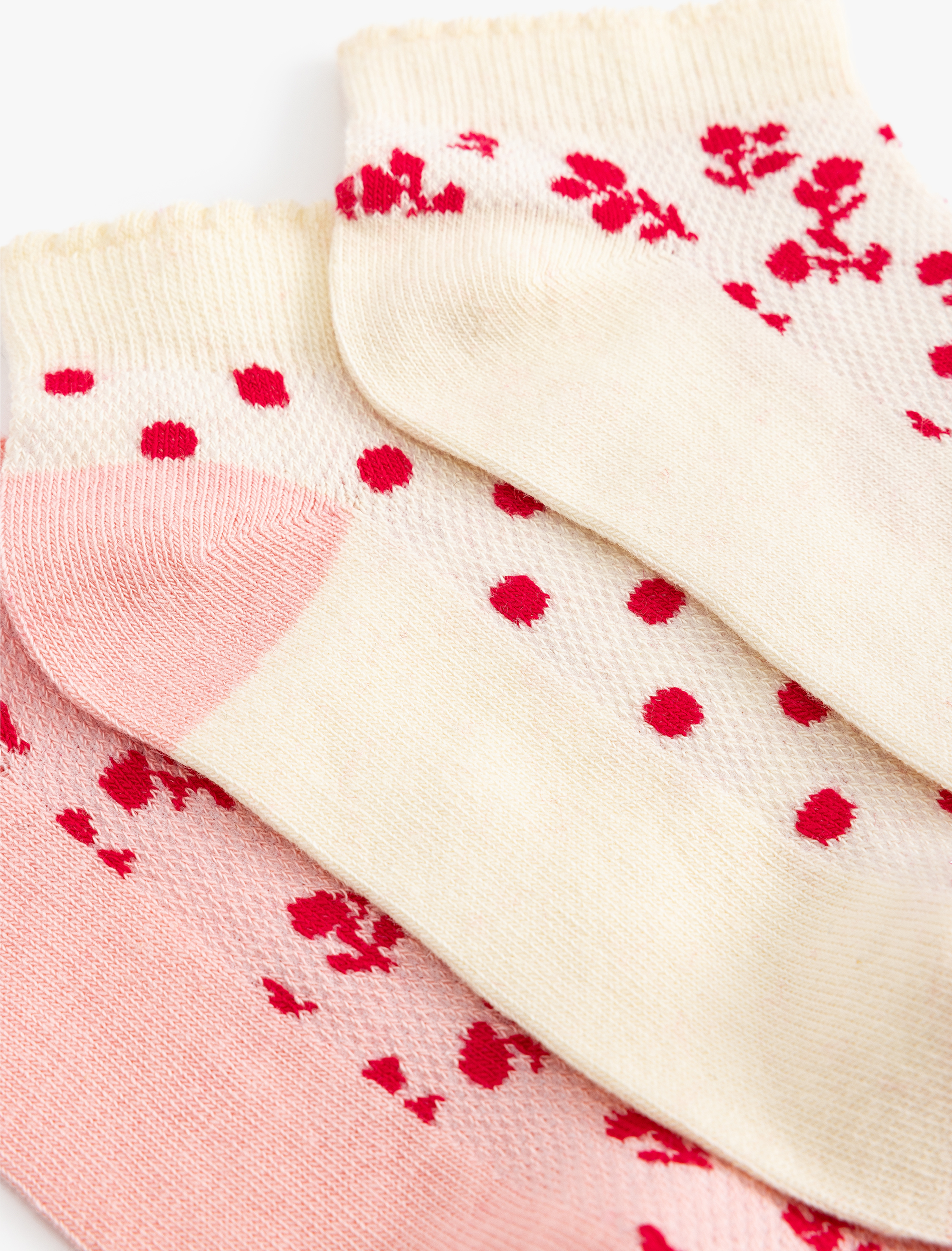  Kız Çocuk Patik Çorap Seti 3'lü Çiçek Desenli