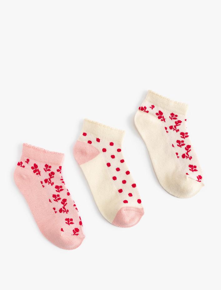 Kız Çocuk Patik Çorap Seti 3'lü Çiçek Desenli