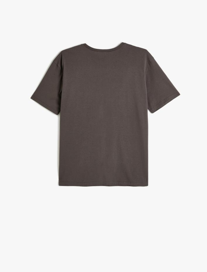  Oversize Tişört Kısa Kollu Slogan Baskılı Bisiklet Yaka Pamuklu