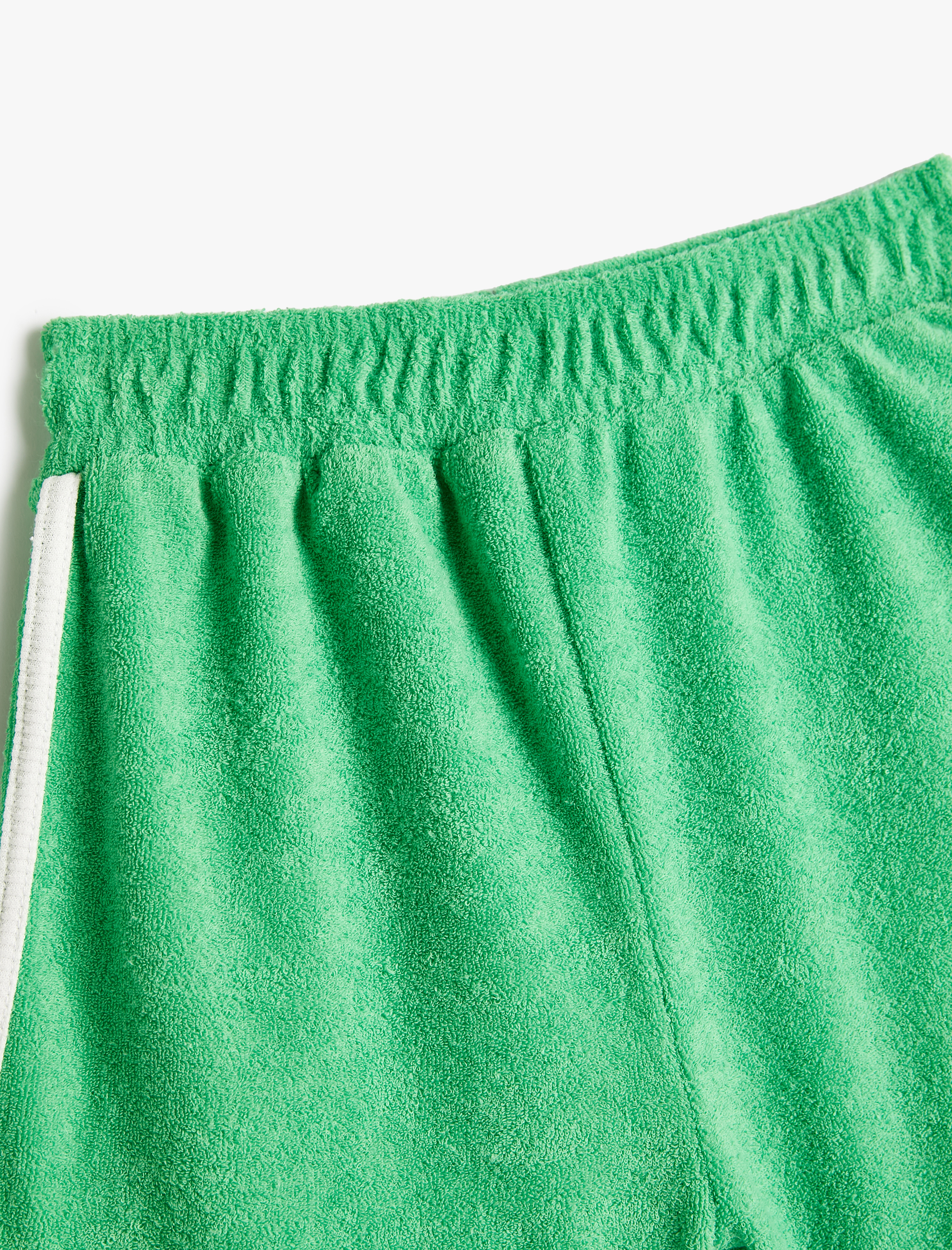  Kız Çocuk Şort Havlu Kumaş Şerit Detaylı Beli Lastikli Pamuklu