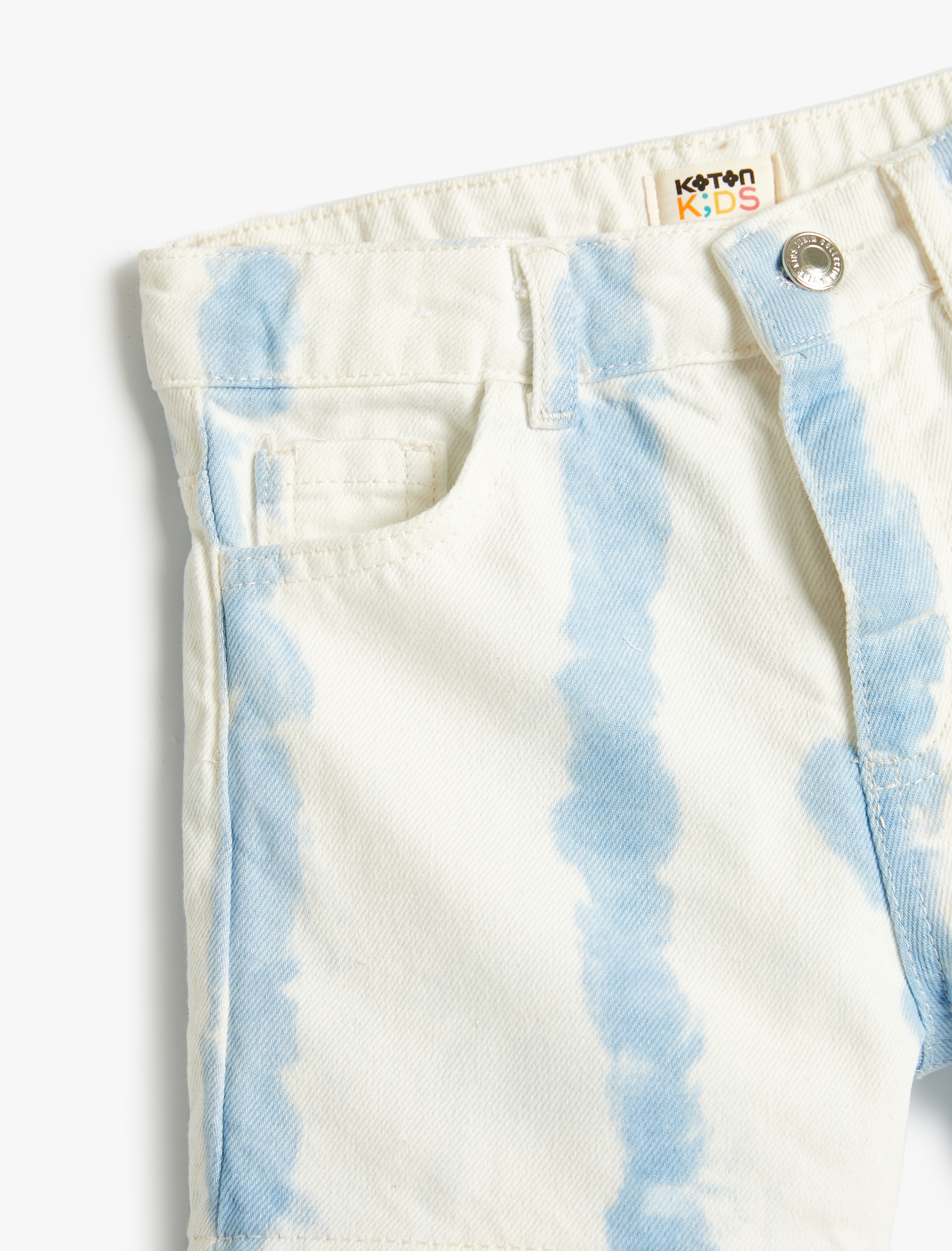 Kız Çocuk Kot Şort Mini Batik Desenli Pamuklu