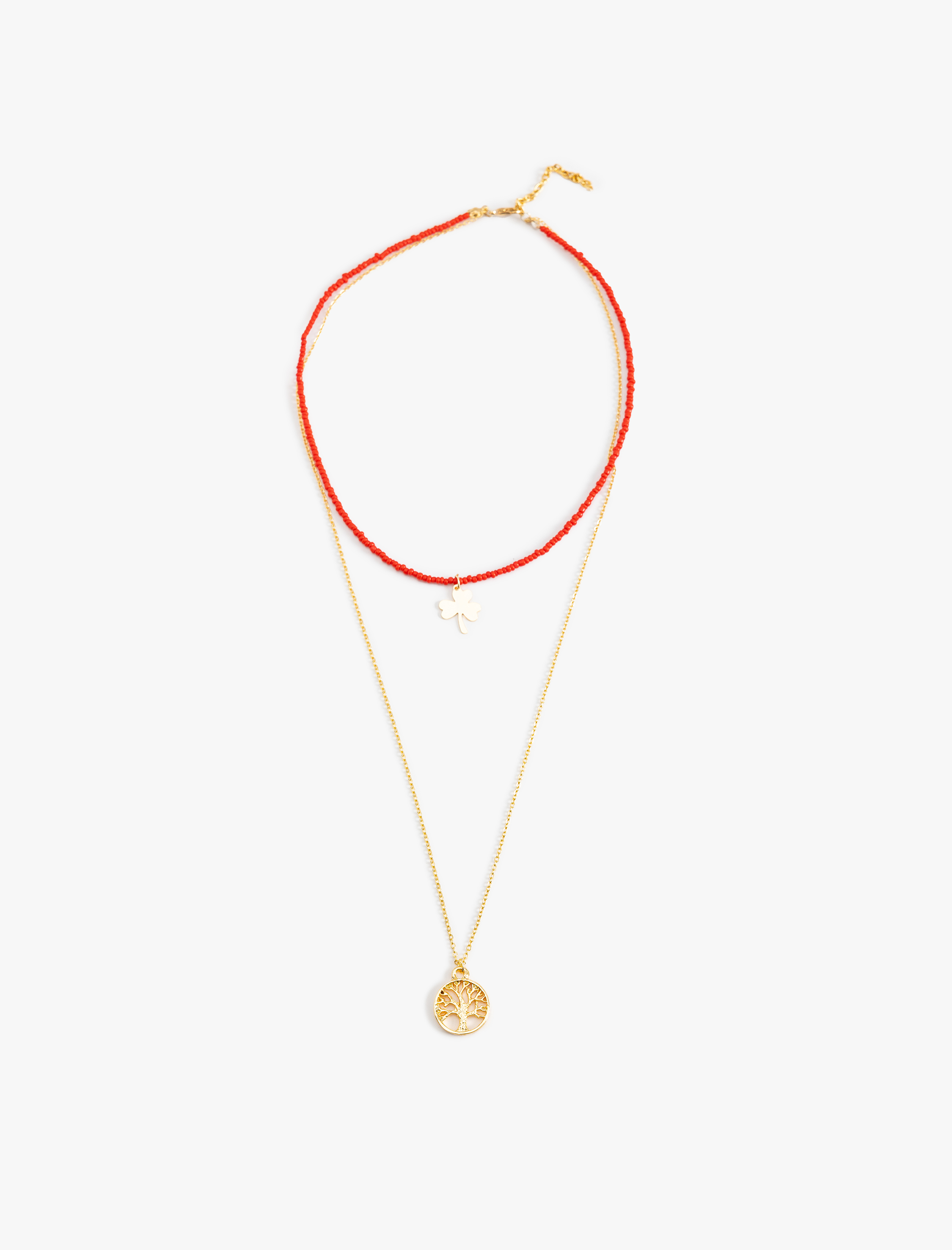  Kadın Ağaç Uçlu Kolye Boncuklu 2 Sıra