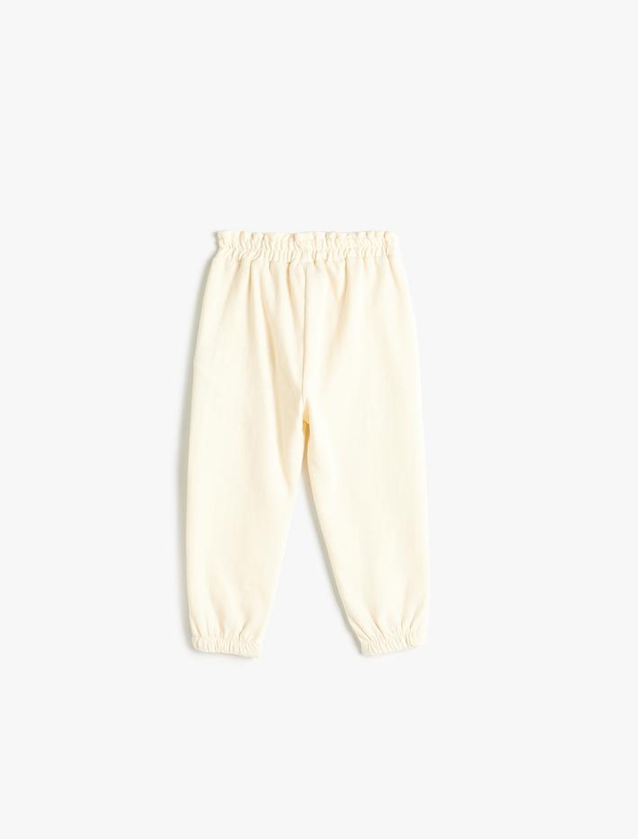 Kız Bebek Jogger Eşofman Altı Beli Lastikli Cepli Beli Fırfırlı Şardonlu