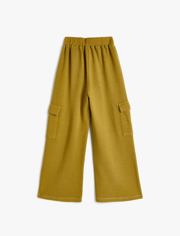 Kız Çocuk Pantolon Geniş Paça Cep Detaylı Beli Lastikli