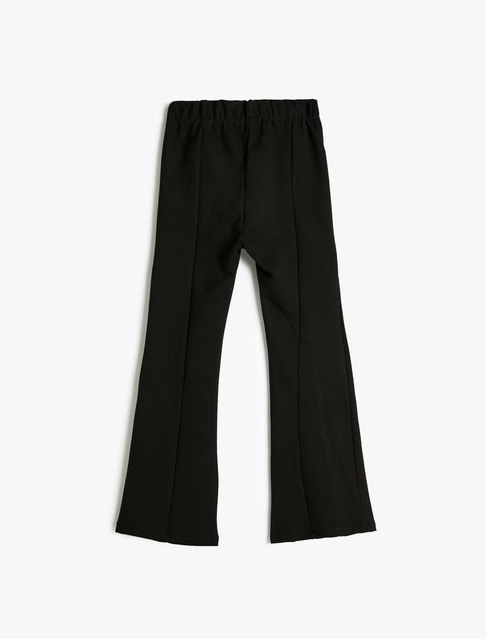 Kız Çocuk İspanyol Paça Pantolon Fitilli Yırtmaç Detaylı Beli Lastikli