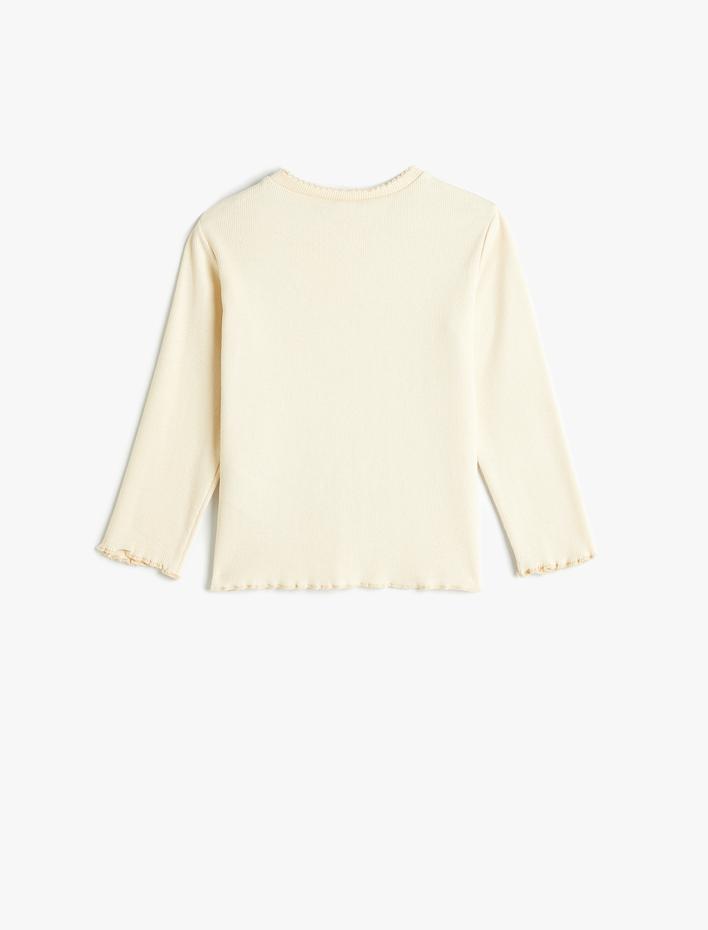 Kız Bebek Basic Tişört Uzun Kollu Bisiklet Yaka Pamuklu Ribanalı