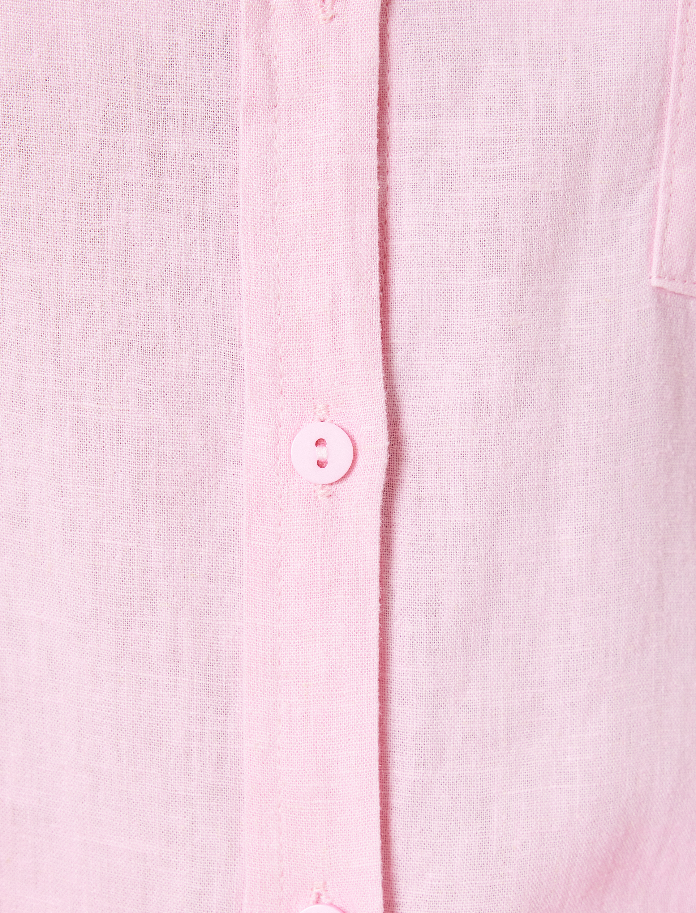 Keten Plaj Elbisesi Oversize Gömlek Yaka Cep Detaylı Uzun Kollu