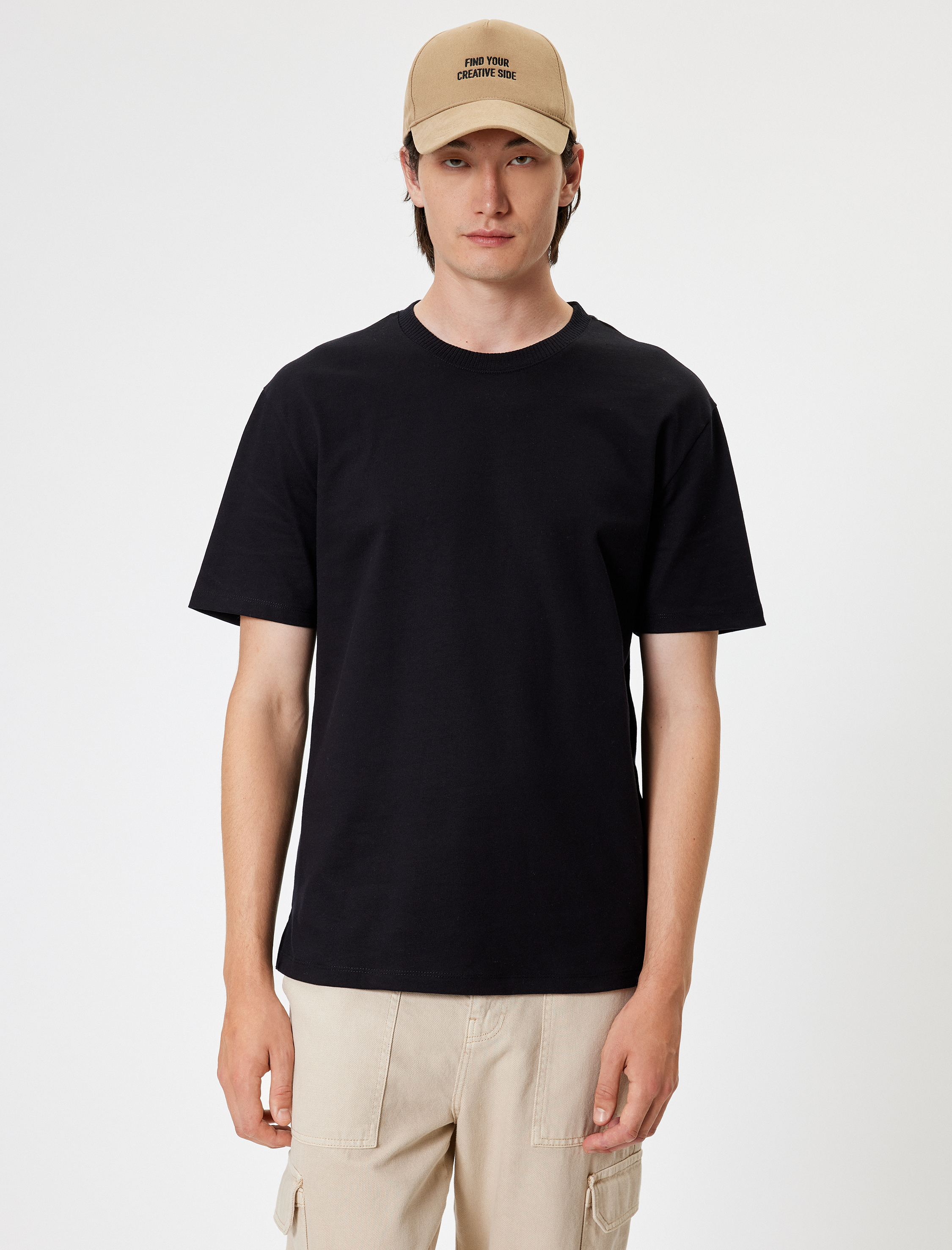   Bisiklet Yaka Kısa Kollu Pamuklu Basic Tişört