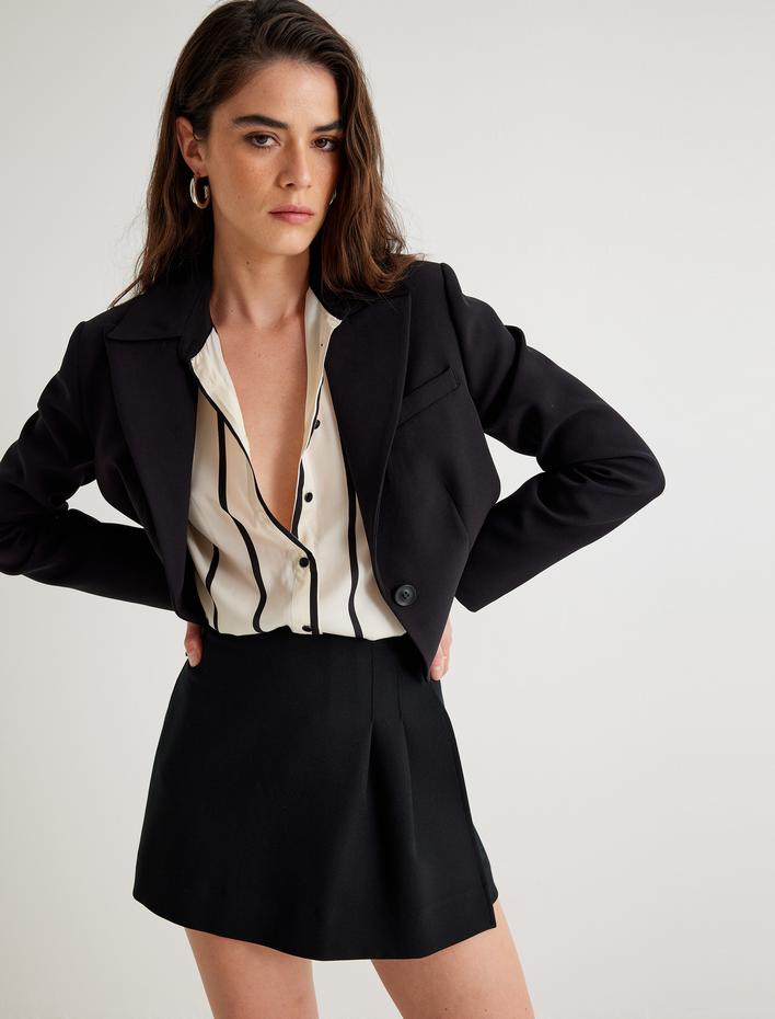  Standart Bel Pile Detaylı Mini Şort Etek