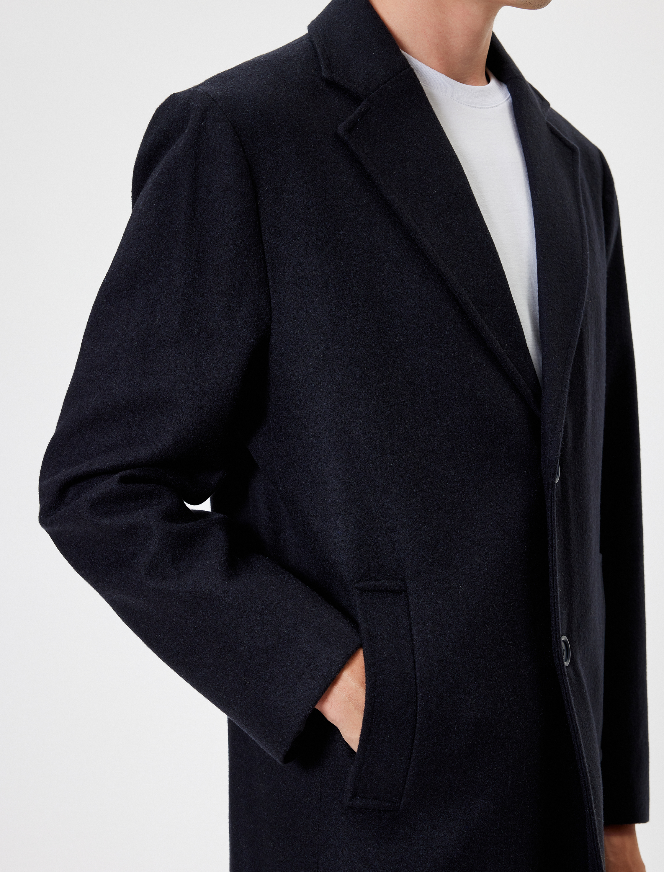   Slim Fit Kaşe Kaban Cep Detaylı