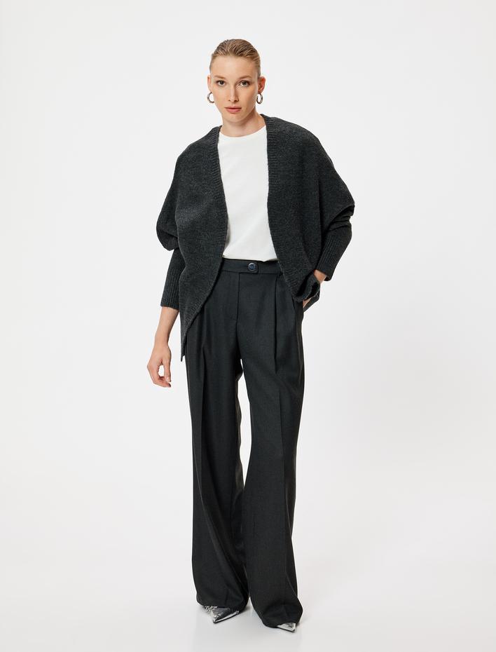  Uzun Yarasa Kol Yumuşak Dokulu Triko Hırka