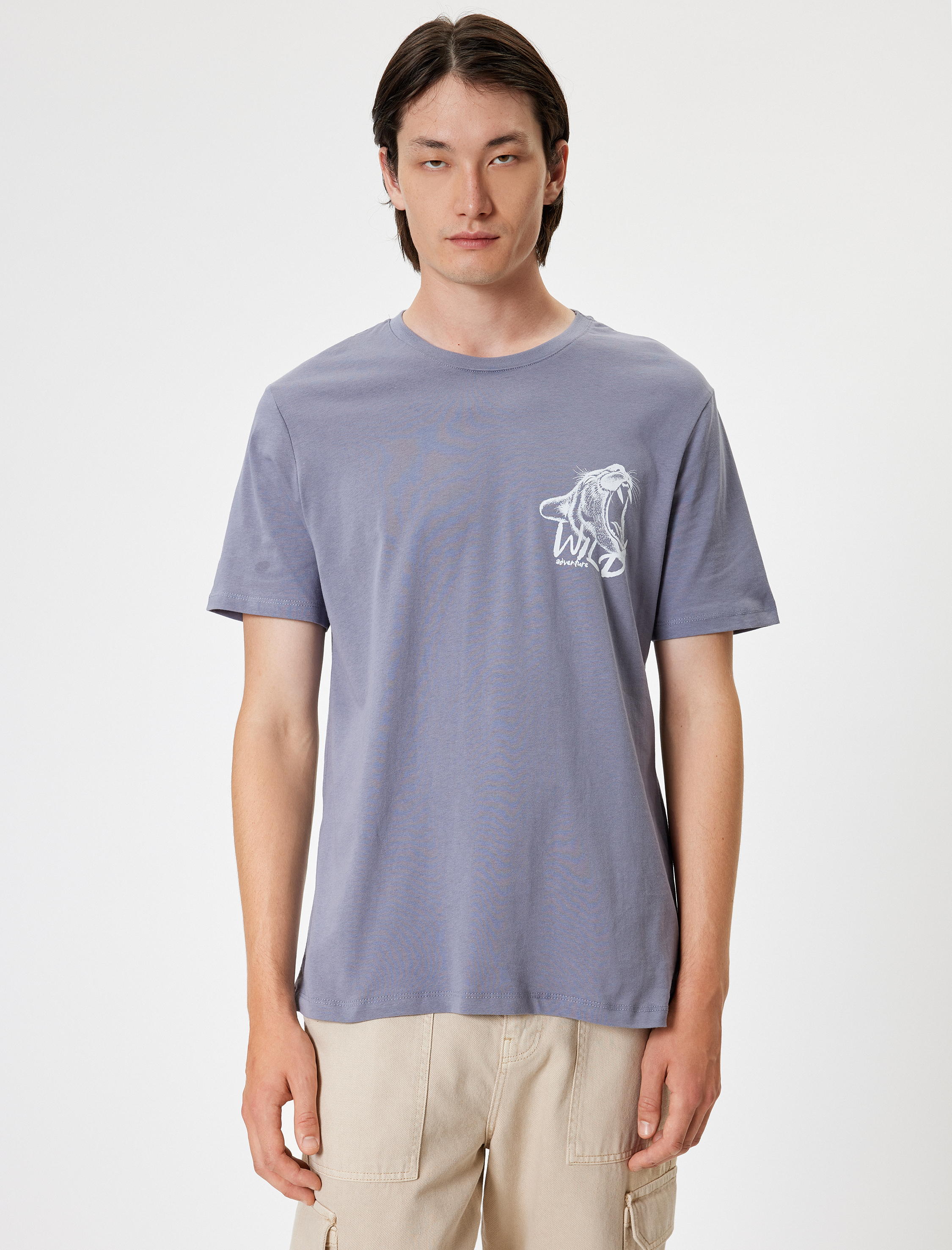   Bisiklet Yaka Pamuklu Regular Fit Kısa Kollu Hayvan Baskılı Tişört