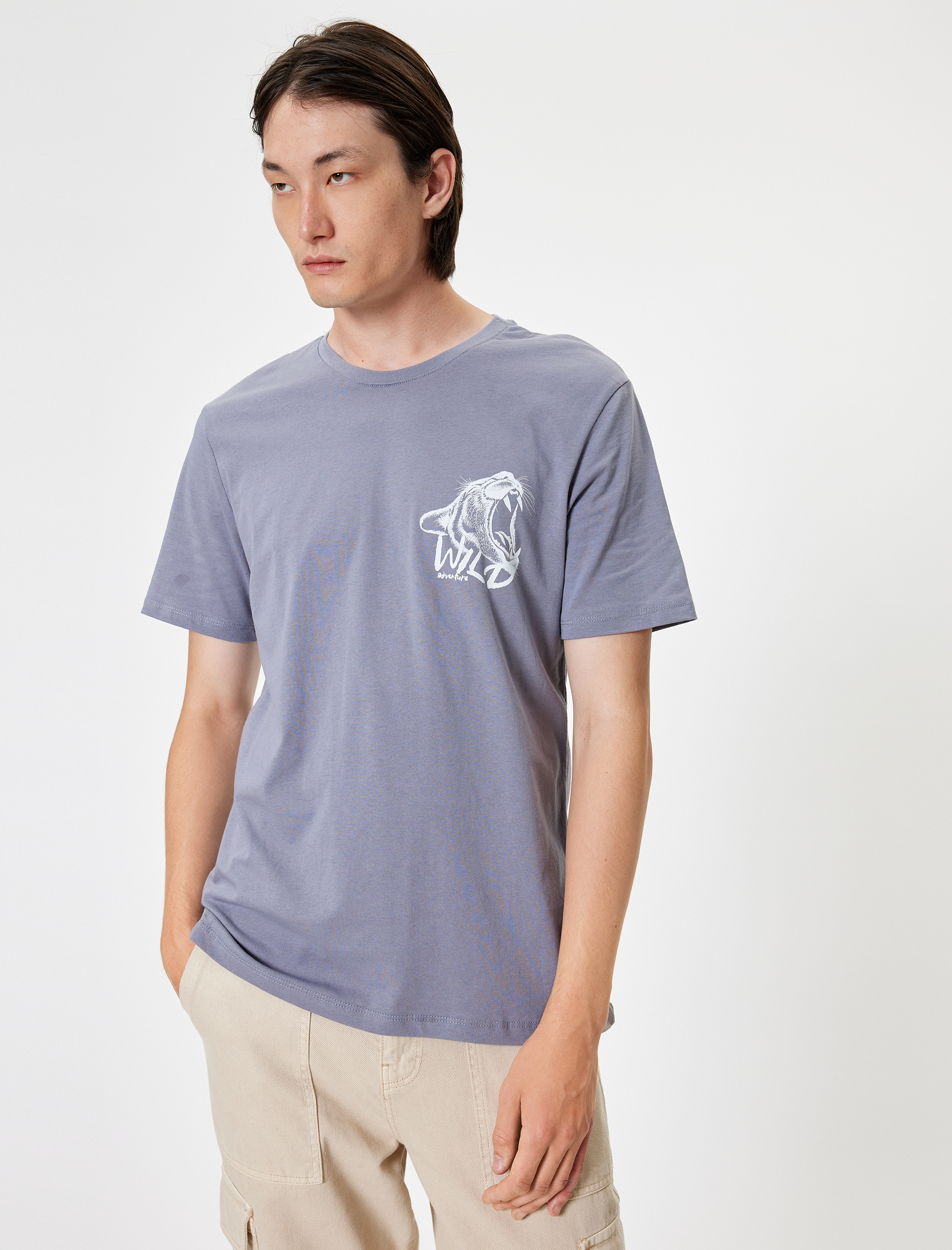   Bisiklet Yaka Pamuklu Regular Fit Kısa Kollu Hayvan Baskılı Tişört