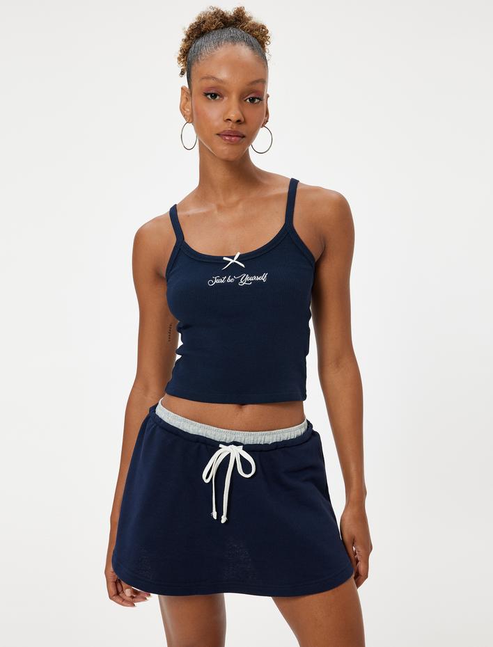  Mini Şort Etek Beli Bağcıklı Rahat Kalıp