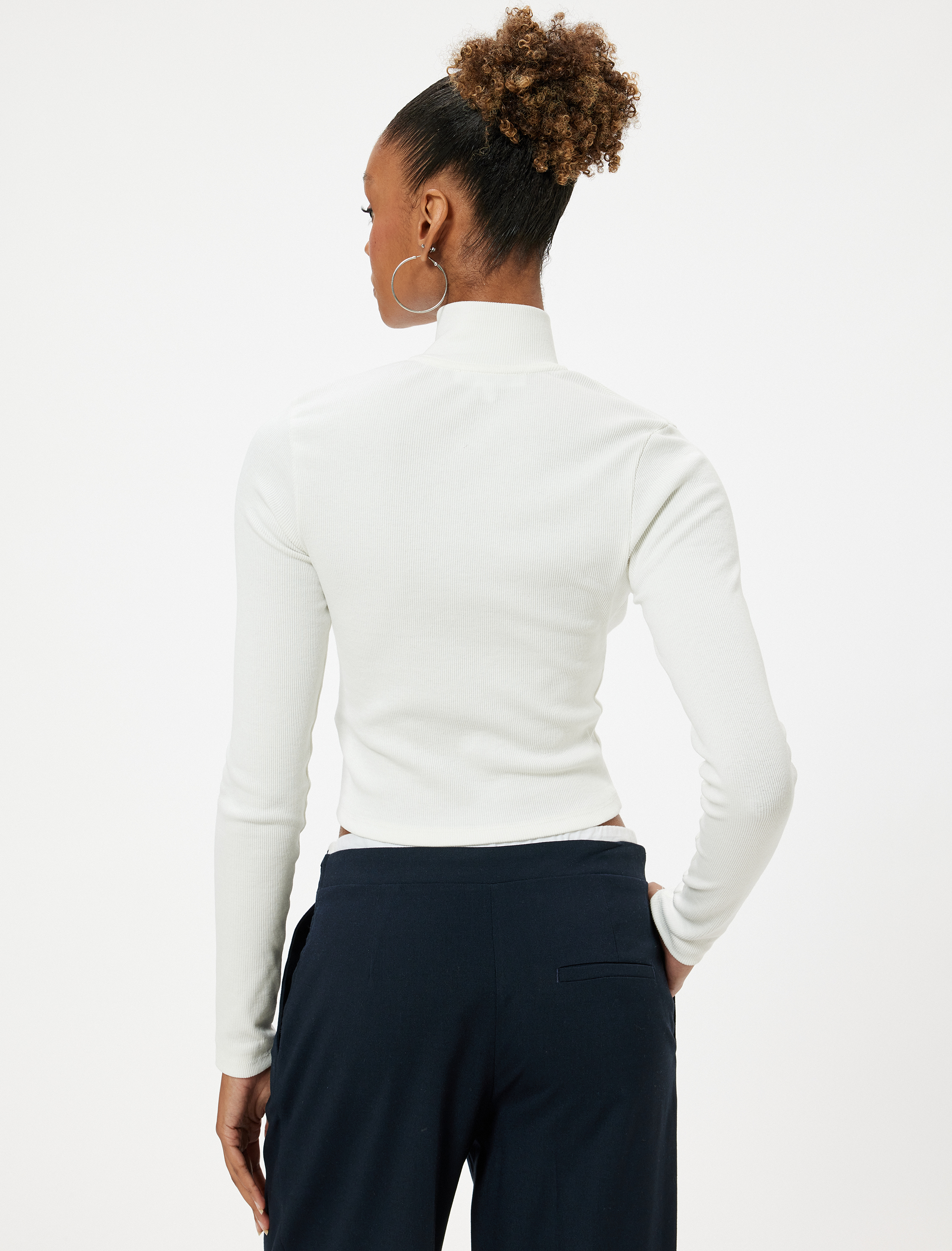 Uzun Kollu Tişört Kaşkorse Fermuarlı Dik Yaka Slim Fit