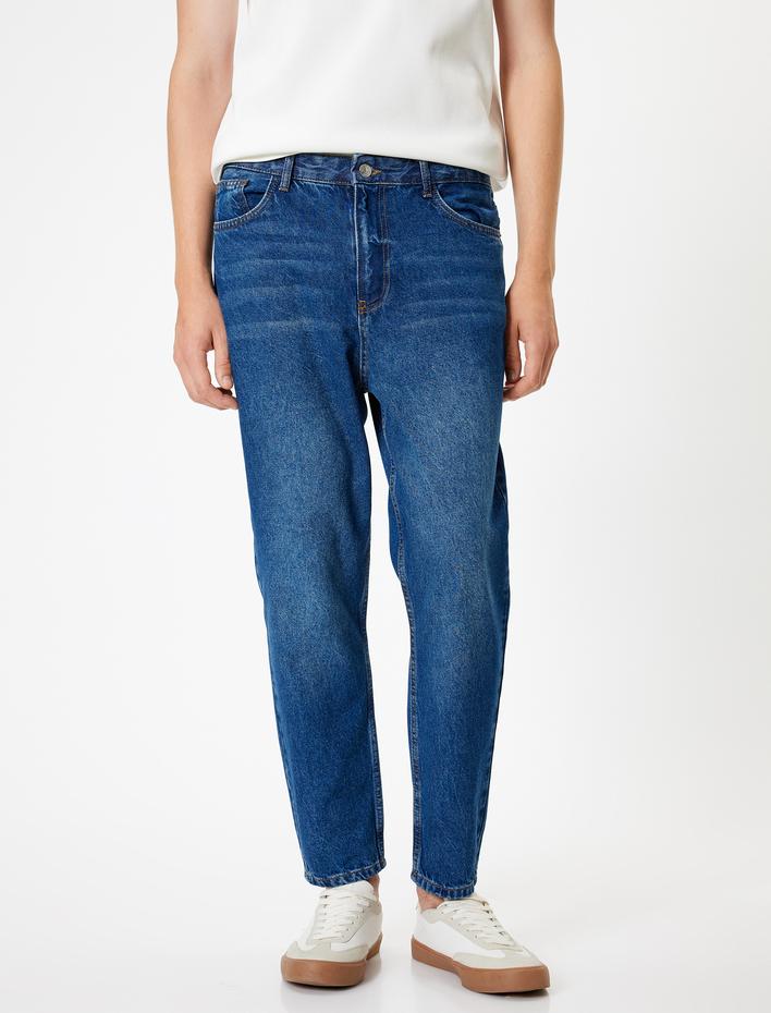  Düğmeli Standart Bel Pamuklu Loose Fit Kot Pantolon - Steve Jean