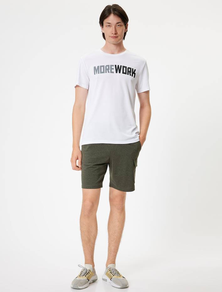  Spor Şort Kapaklı Cep Detaylı Pamuk Karışımlı