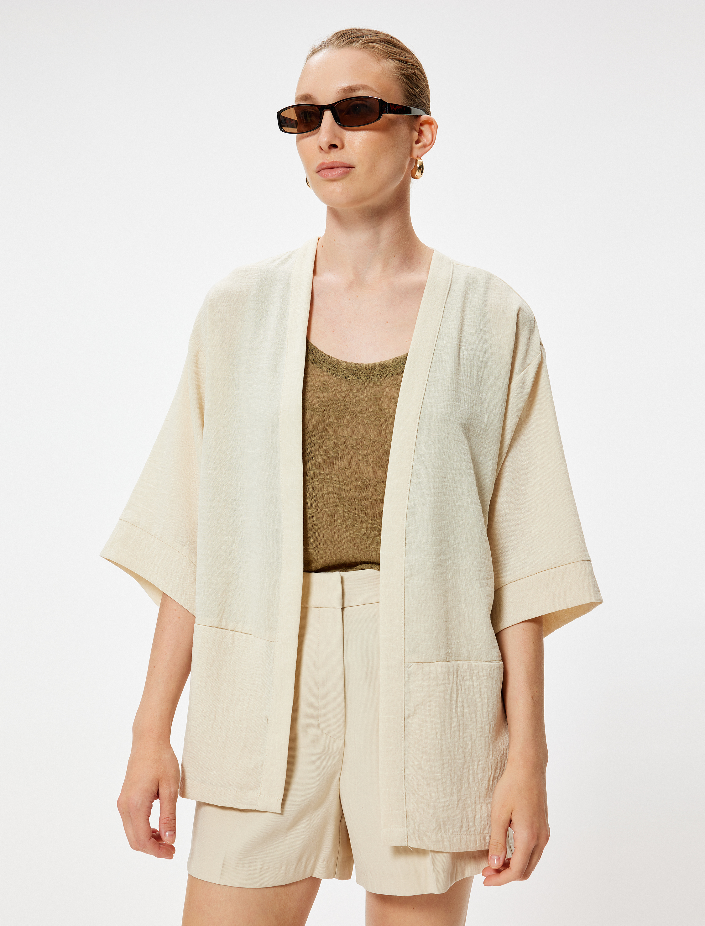   Kimono 3/4 Geniş Kol Bol Kalıp