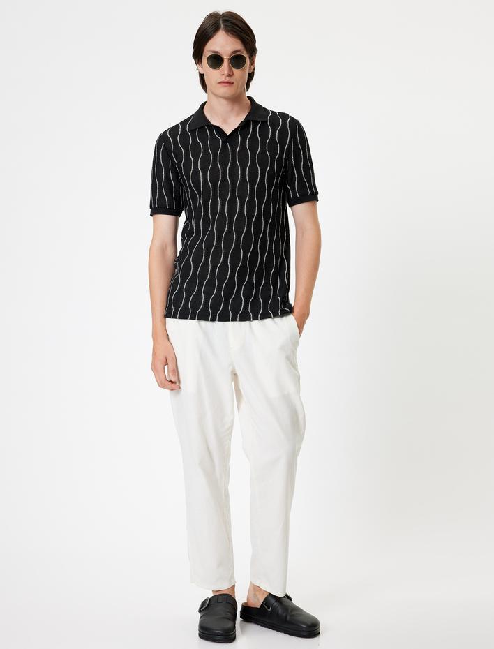  Polo Yaka Tişört Kısa Kollu Pamuk Karışımlı