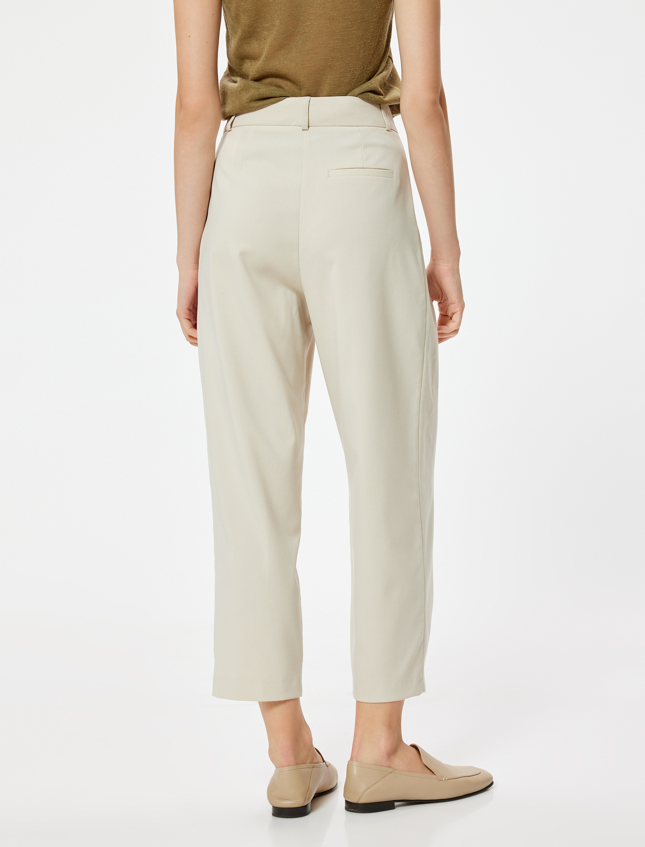   Cigarette Pantolon Kısa Paça Pile Detaylı Cepli