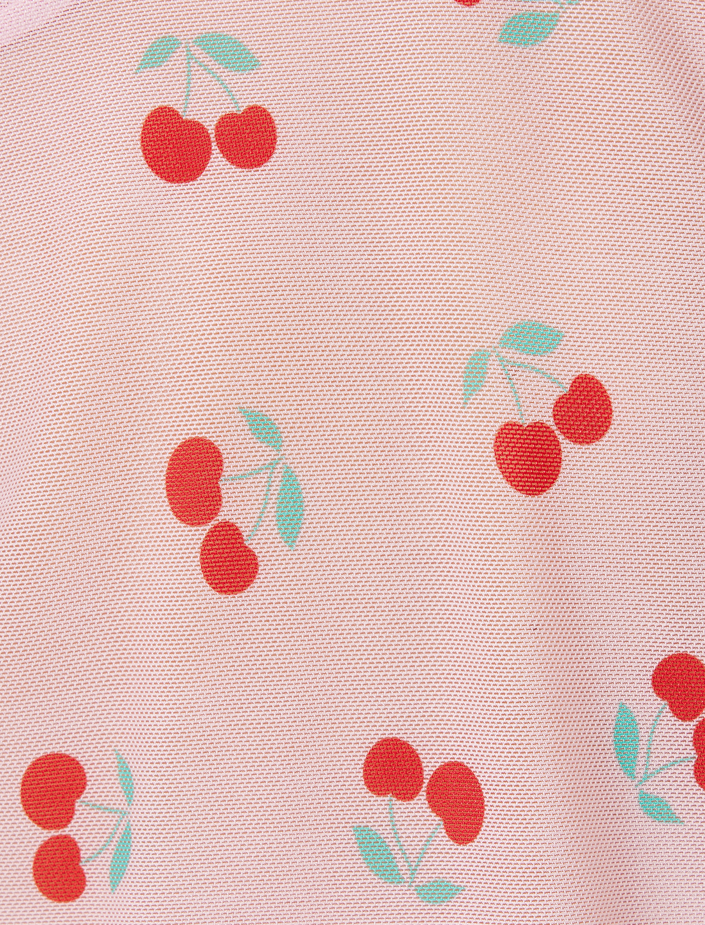   Kiraz Baskılı Askılı Pijama Üstü Kalp Yaka Rahat Kalıp