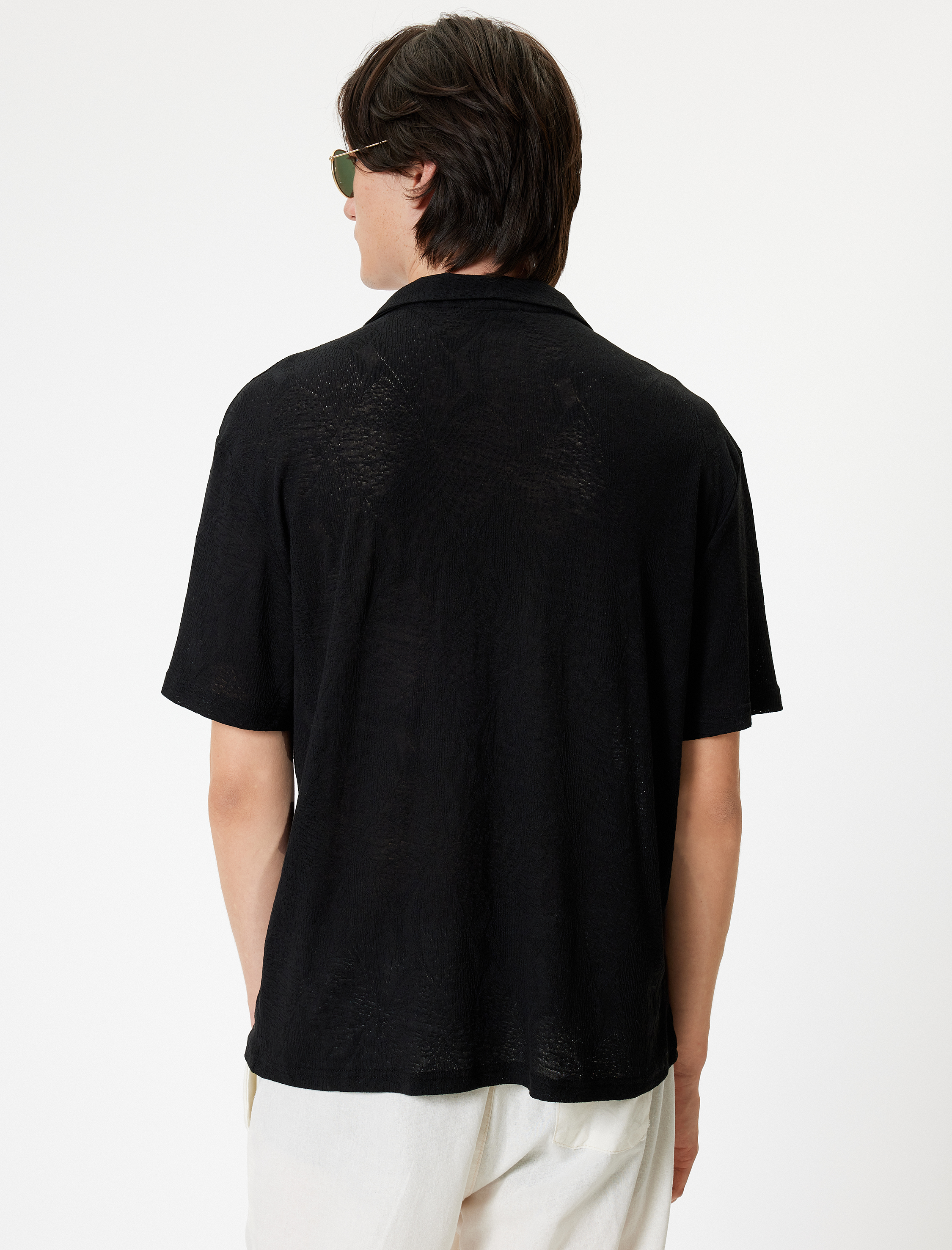   Kısa Kollu Gömlek Devrik Yaka Pamuk Karışımlı Regular Fit