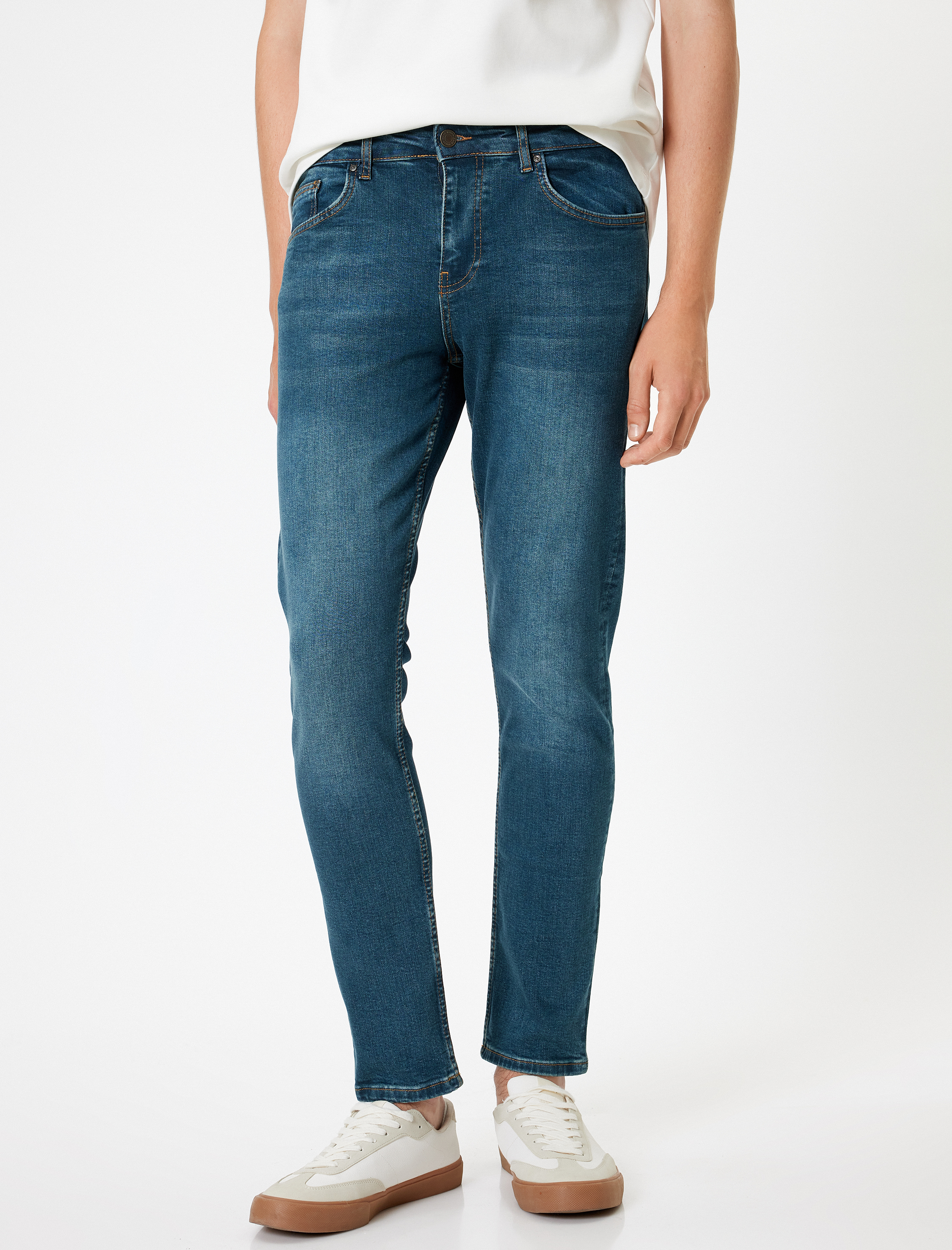   Standart Bel Slim Fit Düğmeli Kot Pantolon - Brad Jean