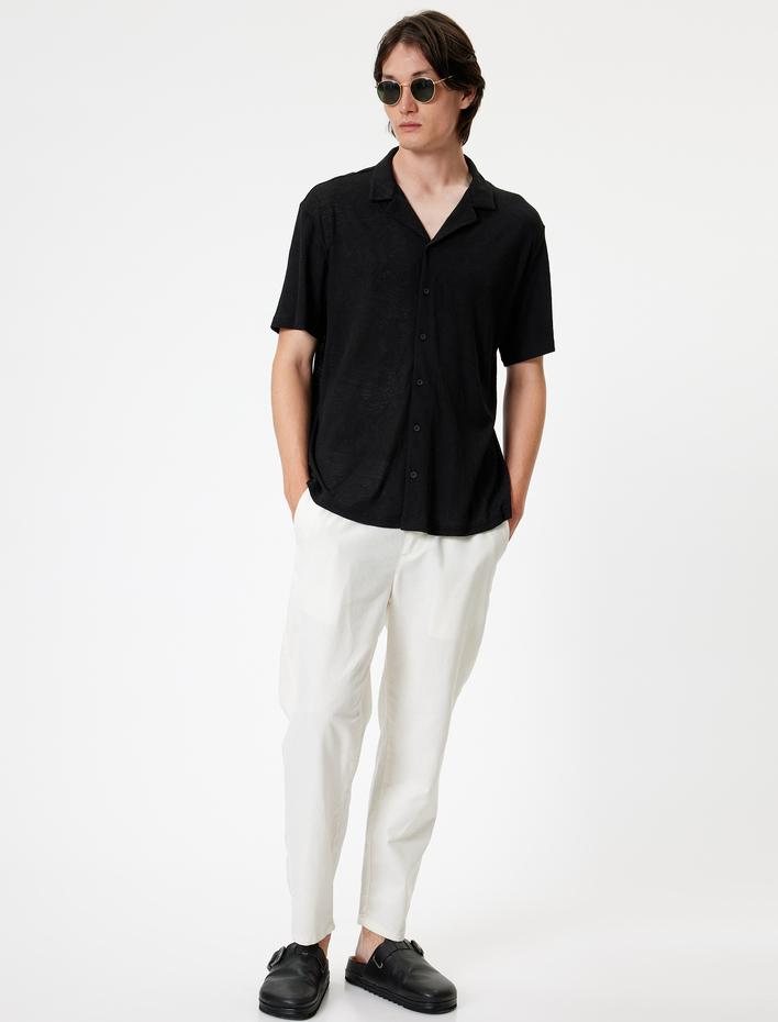  Kısa Kollu Gömlek Devrik Yaka Pamuk Karışımlı Regular Fit