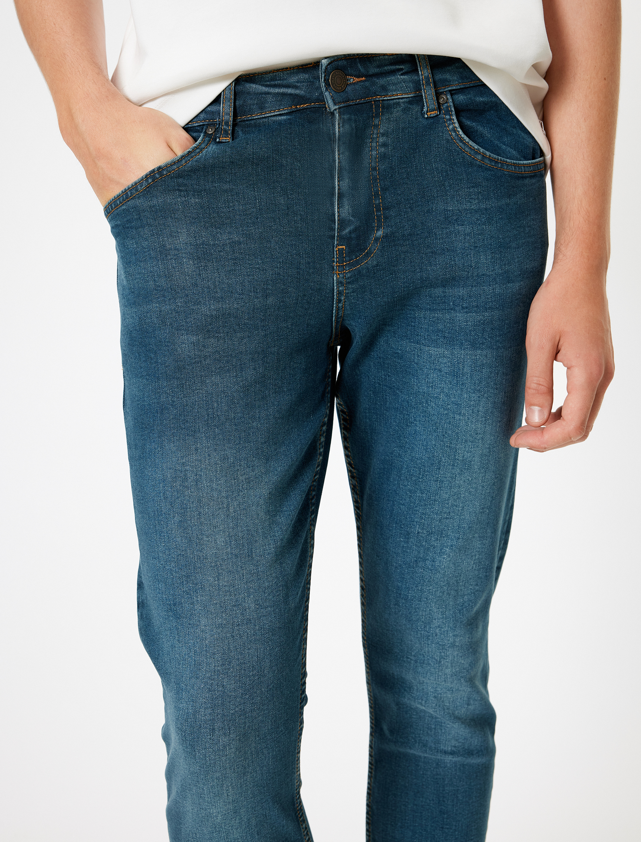   Standart Bel Slim Fit Düğmeli Kot Pantolon - Brad Jean