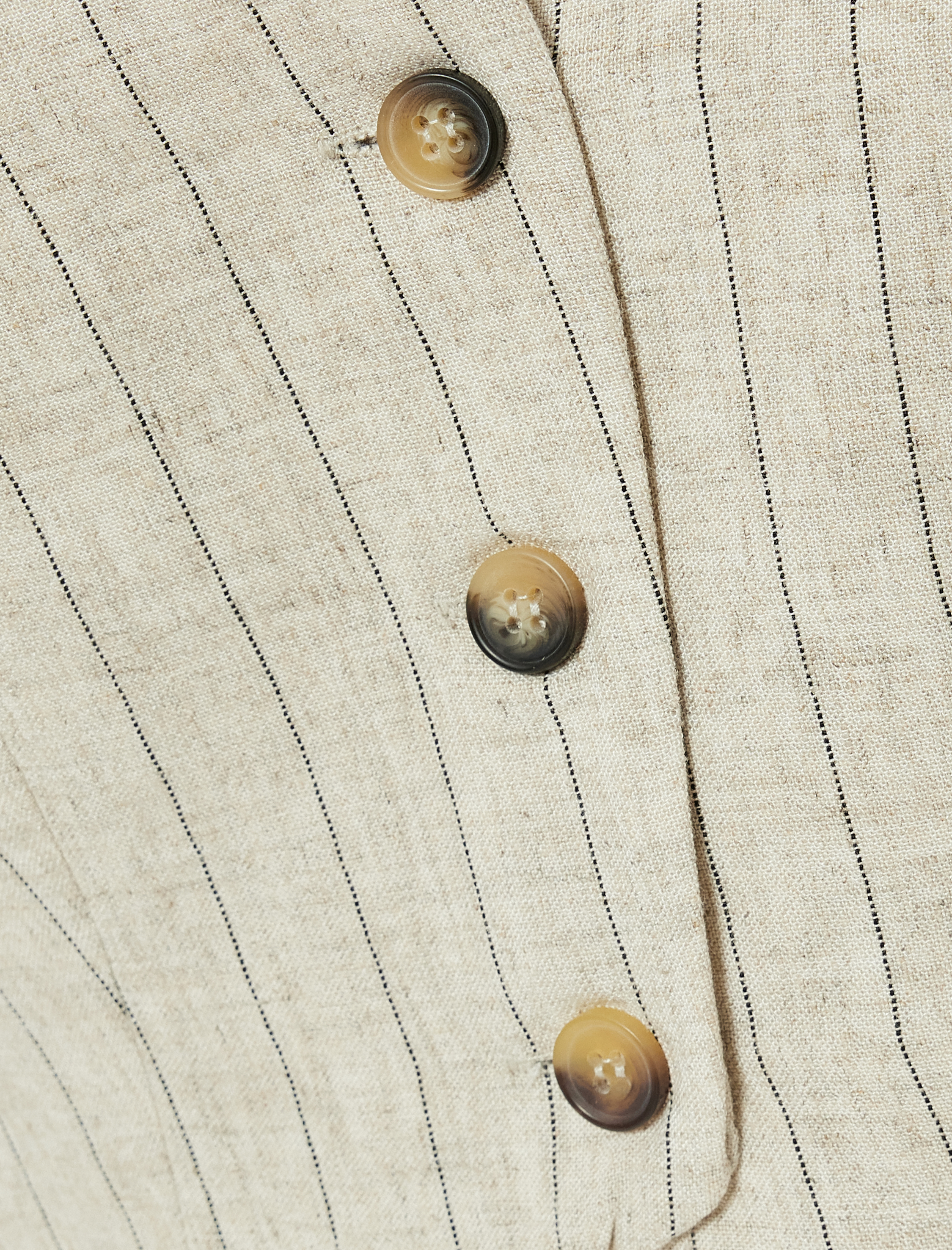   Crop Yelek Keten Karışımlı Kolsuz V Yaka Düğmeli Slim Fit