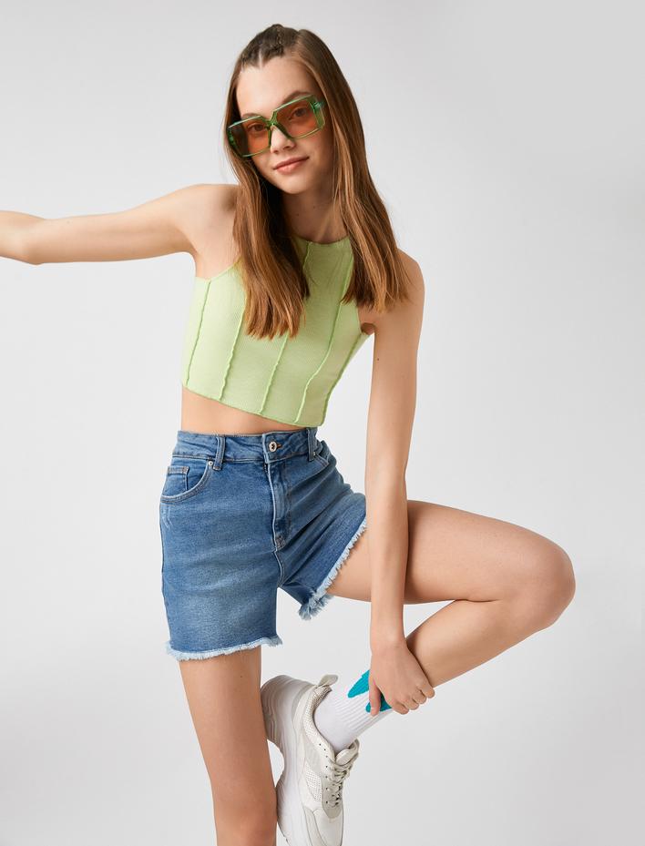  Yüksek Bel Kot Şort