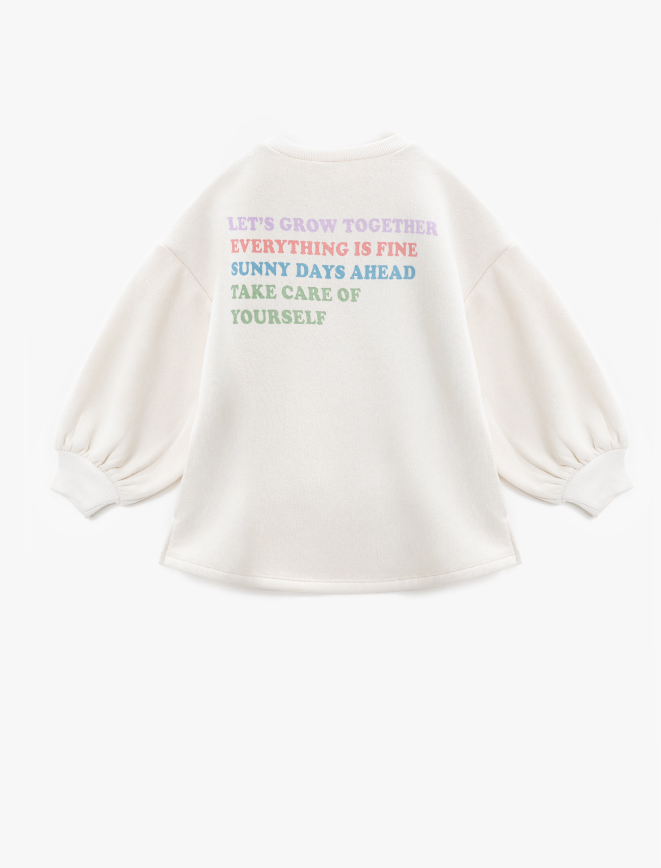 Kız Çocuk Slogan Baskılı Oversize Sweatshirt Beli Bağlama  Detaylı