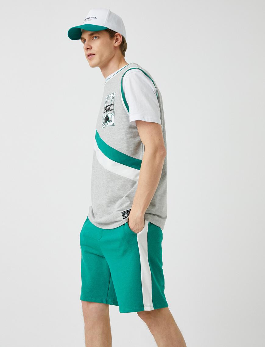   Slim Fit Şeritli Şort