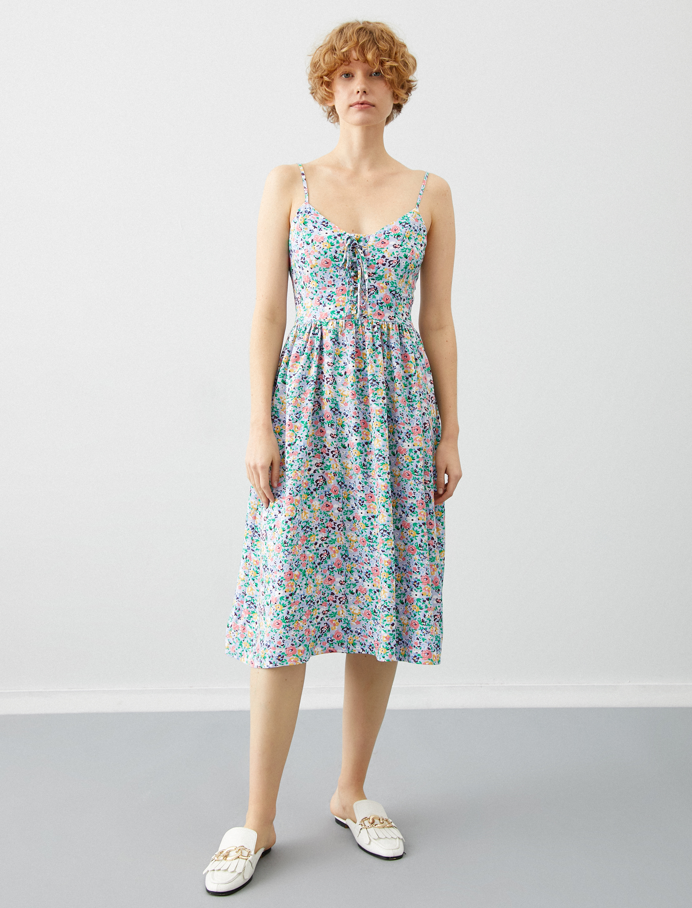   Çiçekli Yazlık Elbise Ince Askili