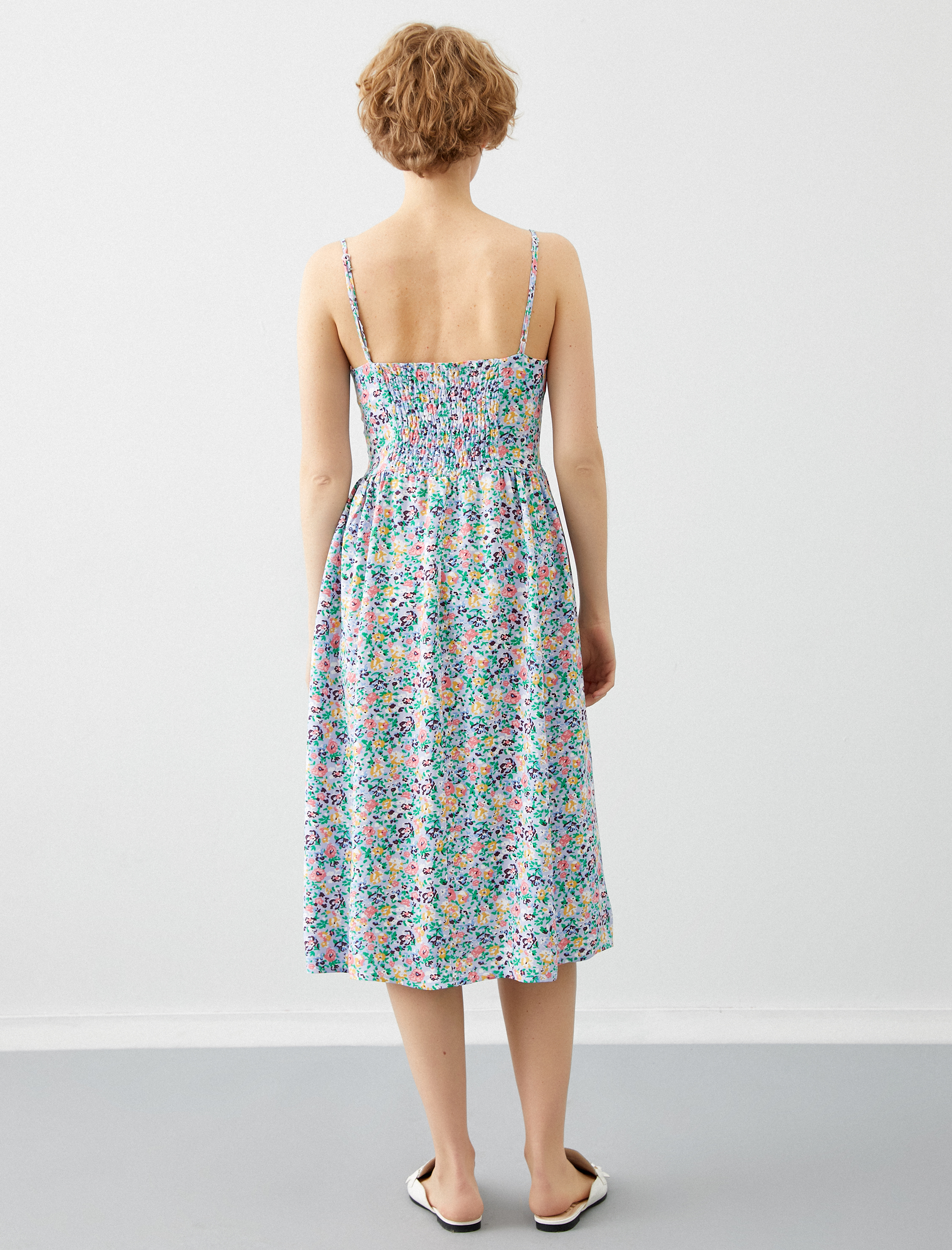   Çiçekli Yazlık Elbise Ince Askili