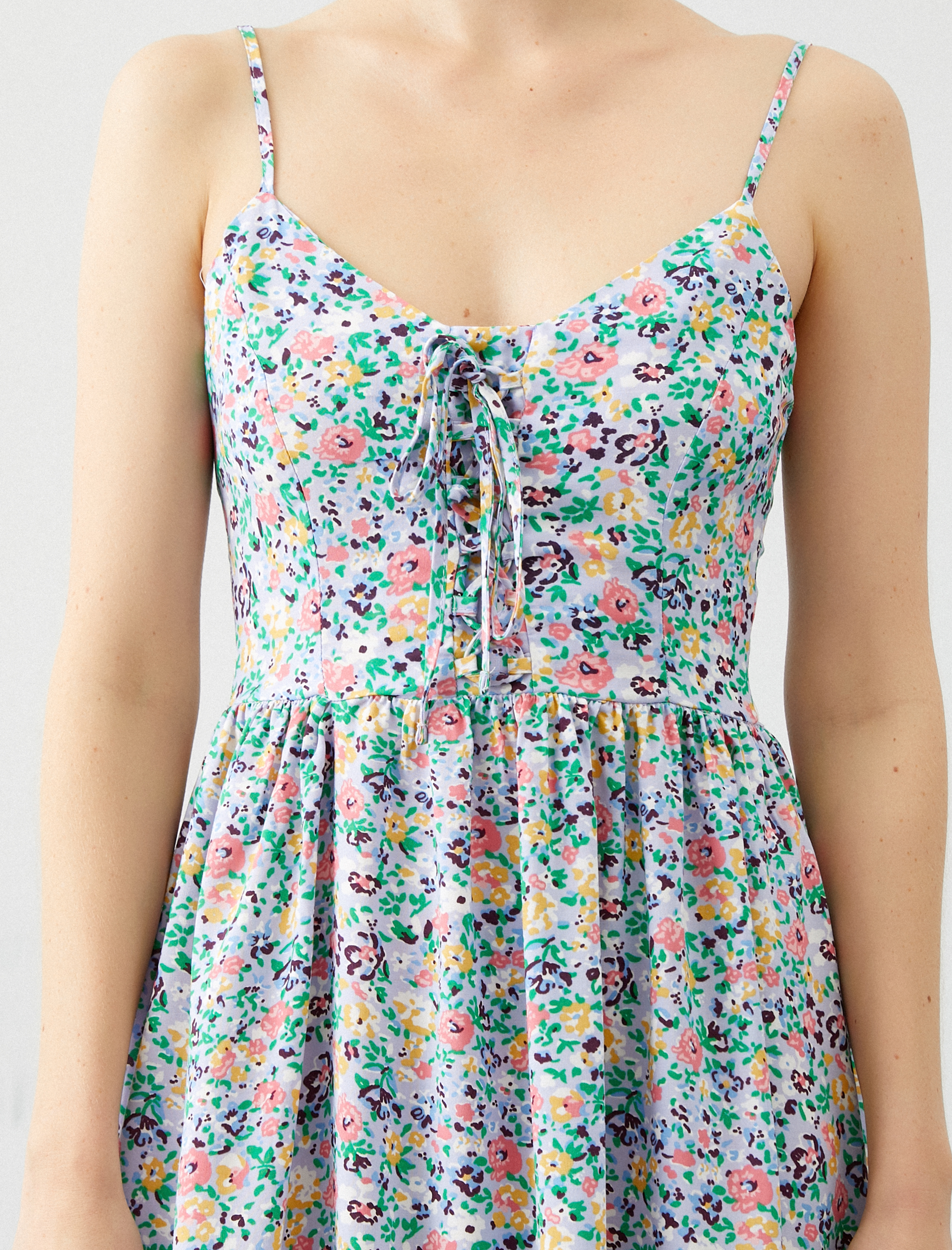   Çiçekli Yazlık Elbise Ince Askili