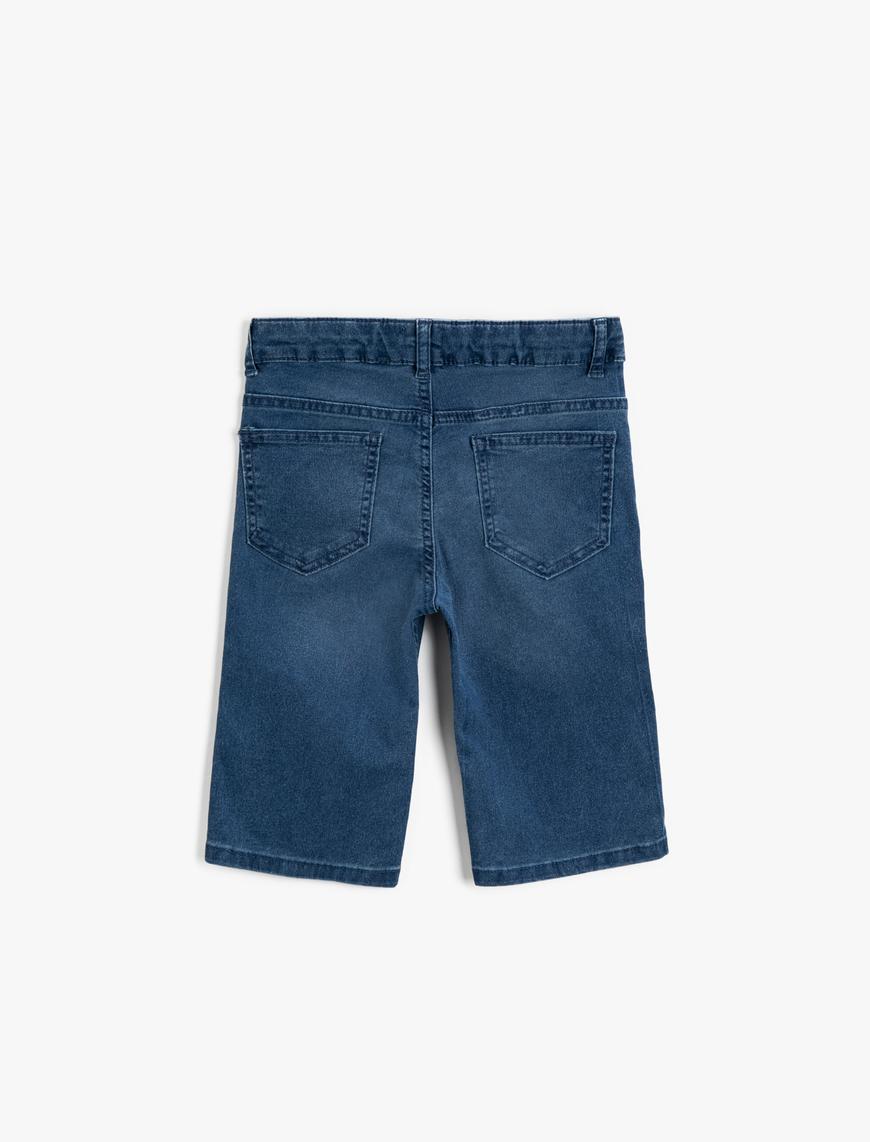 Erkek Çocuk Cepli Jean Şort Pamuklu