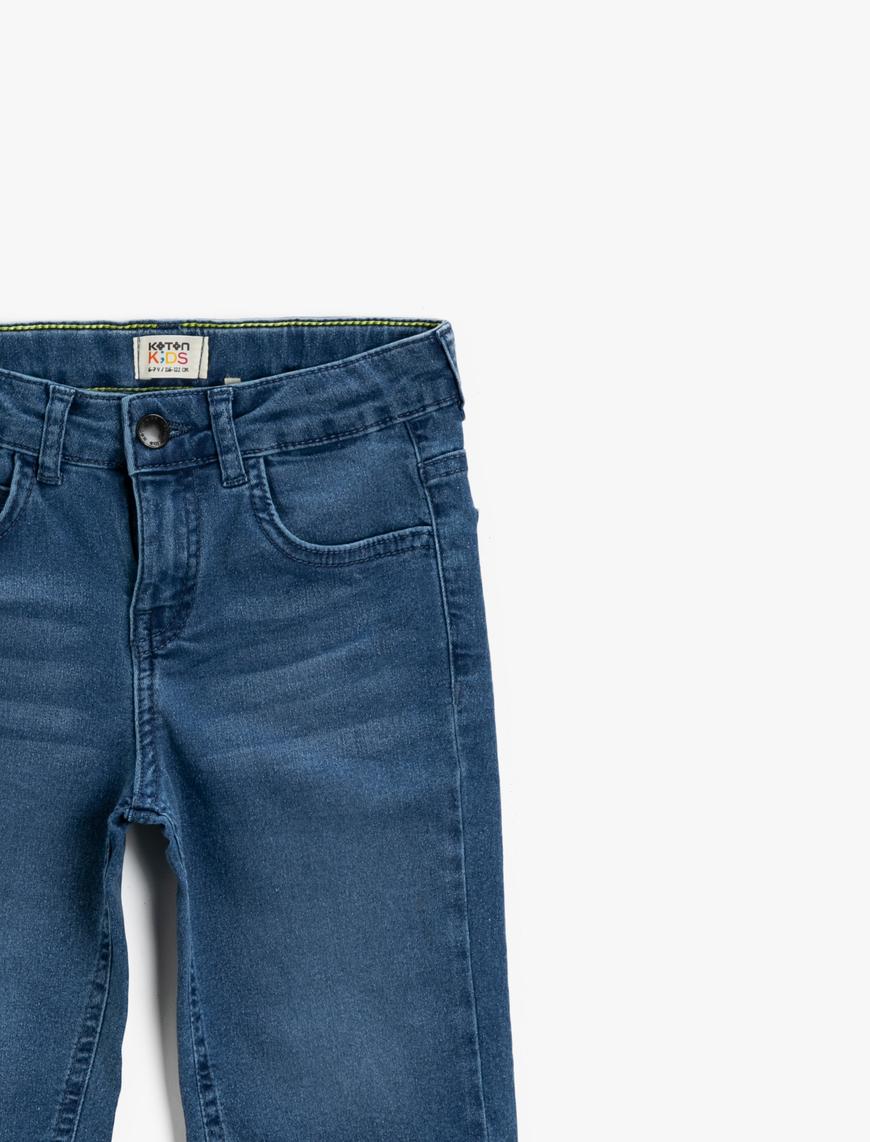  Erkek Çocuk Cepli Jean Şort Pamuklu