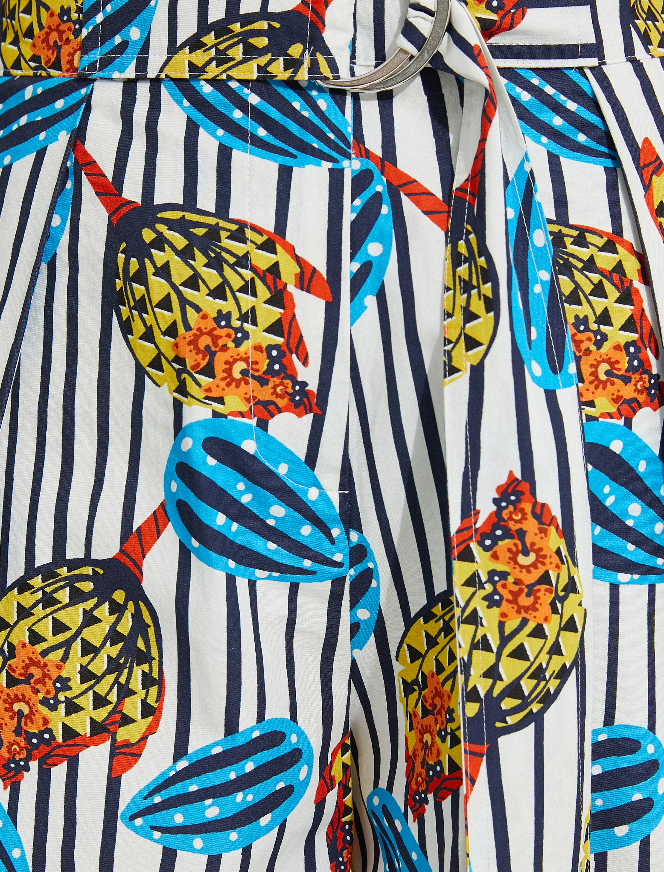   Kemerli Şort Desenli Pamuklu