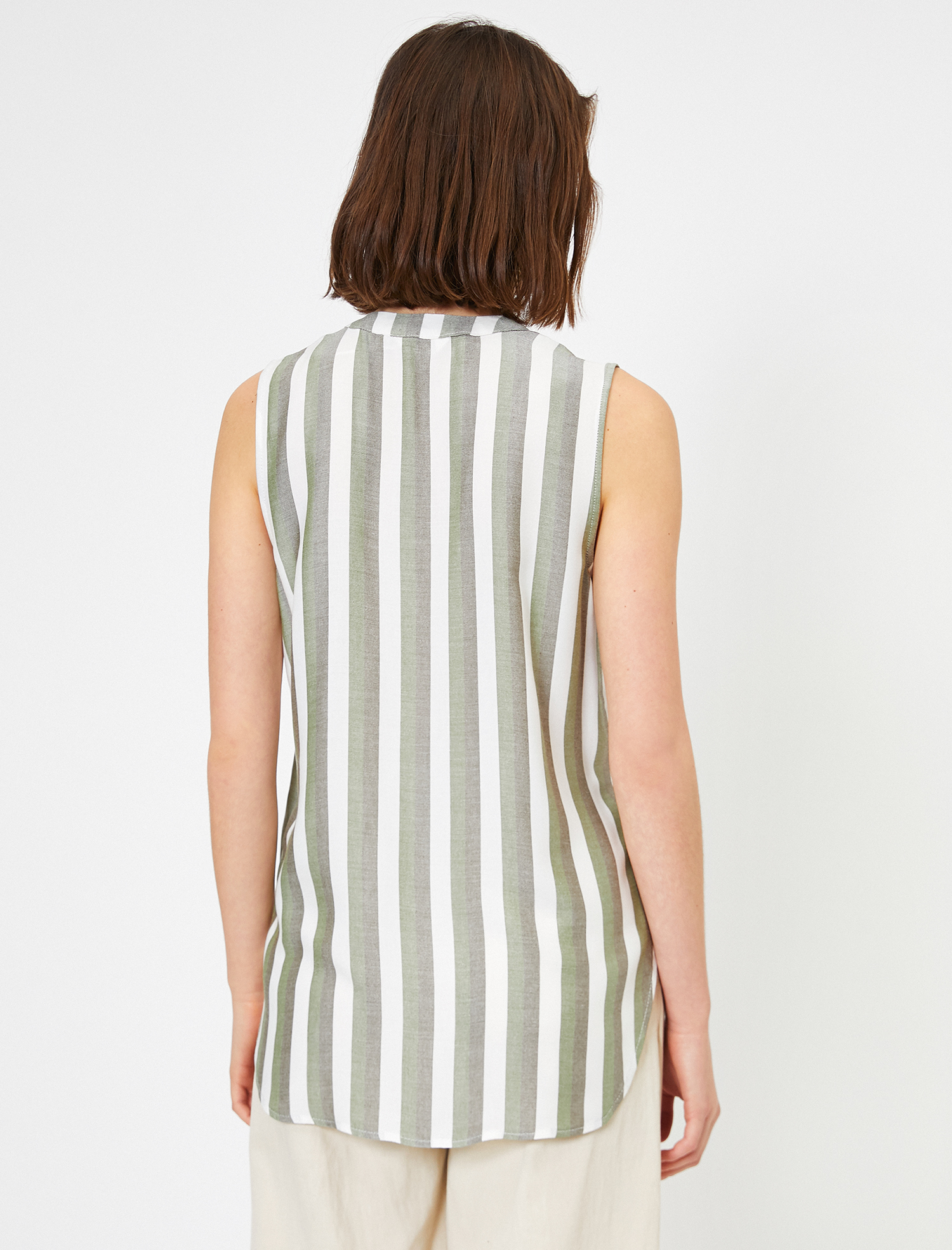   Çizgili Kolsuz Gömlek