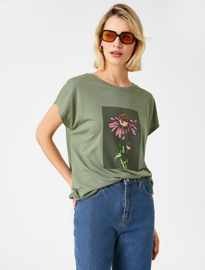  Baskılı Tişört Bisiklet Yaka