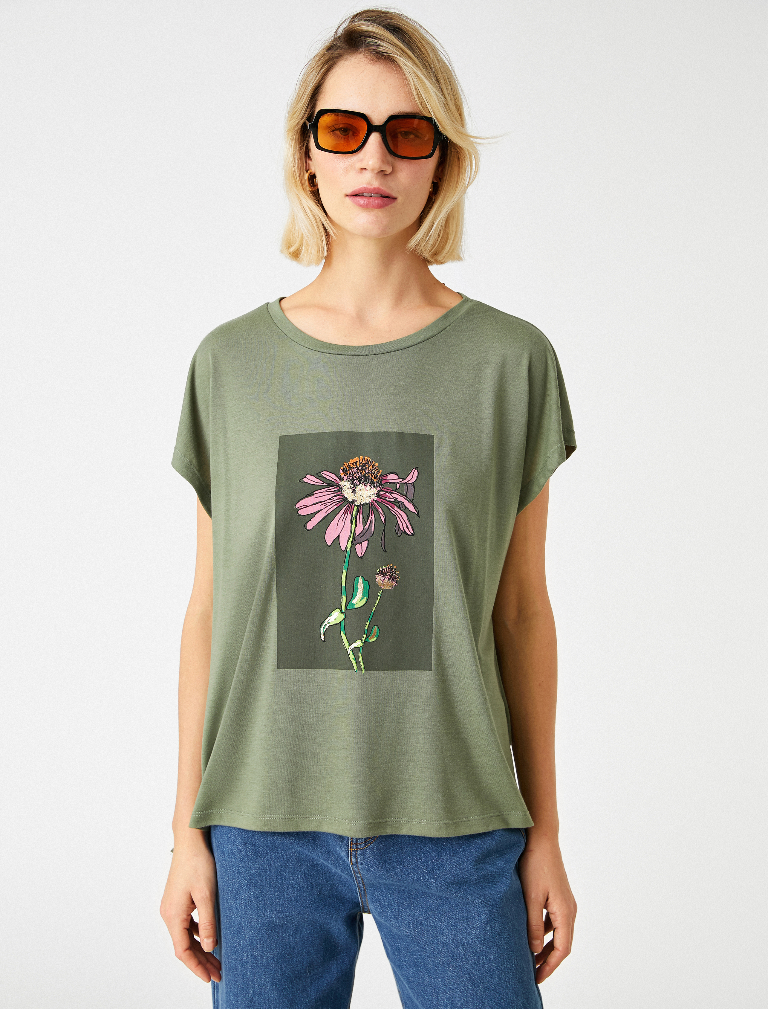   Baskılı Tişört Bisiklet Yaka