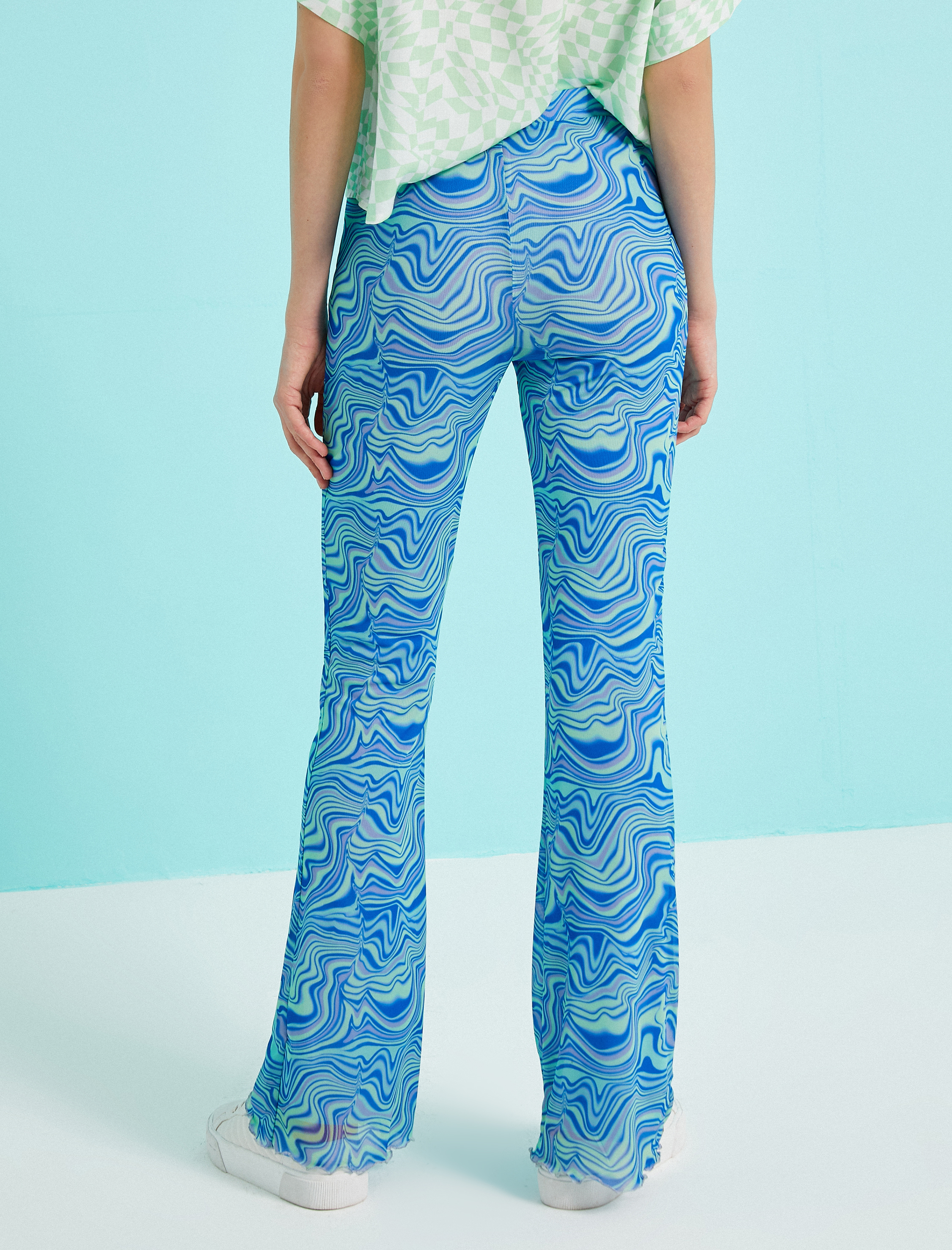   Desenli Geniş Paça Pantolon