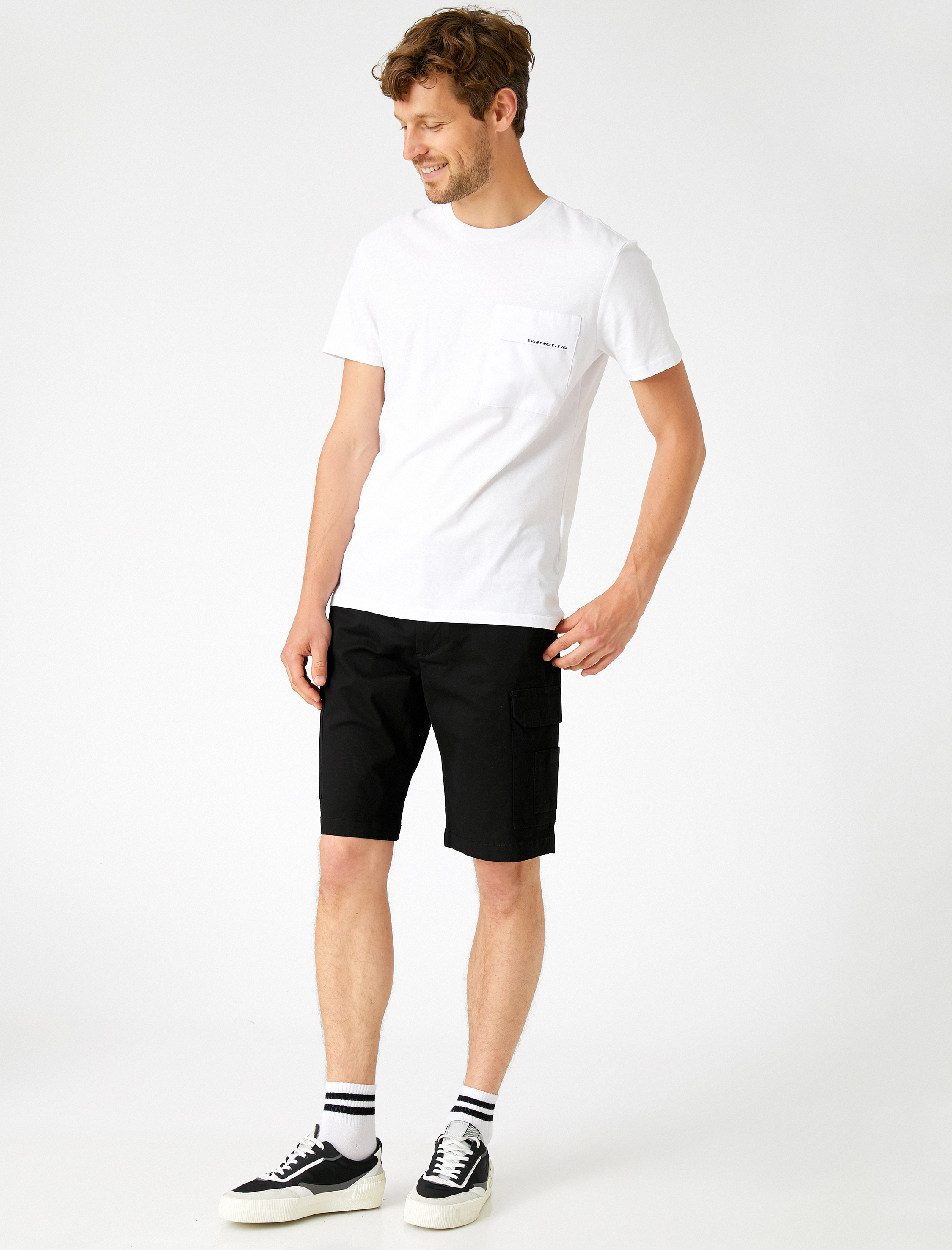 Sloganlı Şort Pamuklu