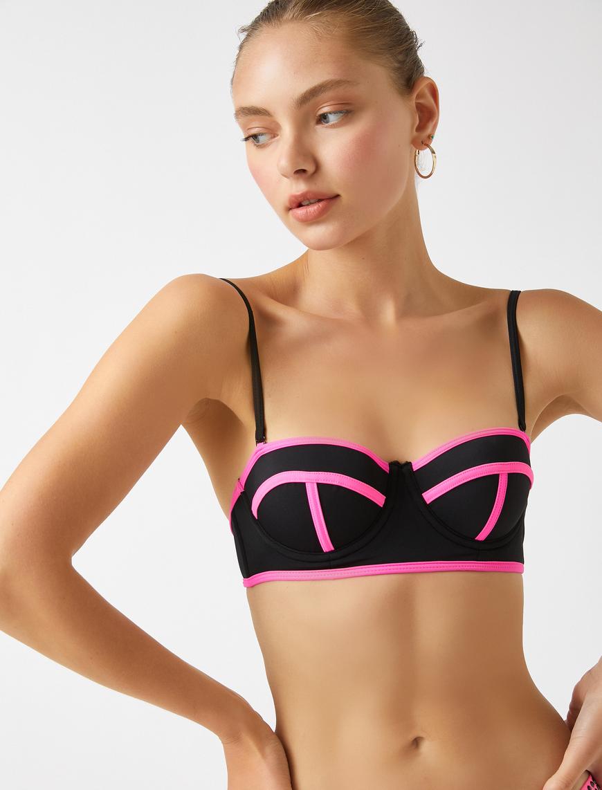   Renk Bloklu Bikini Üstü