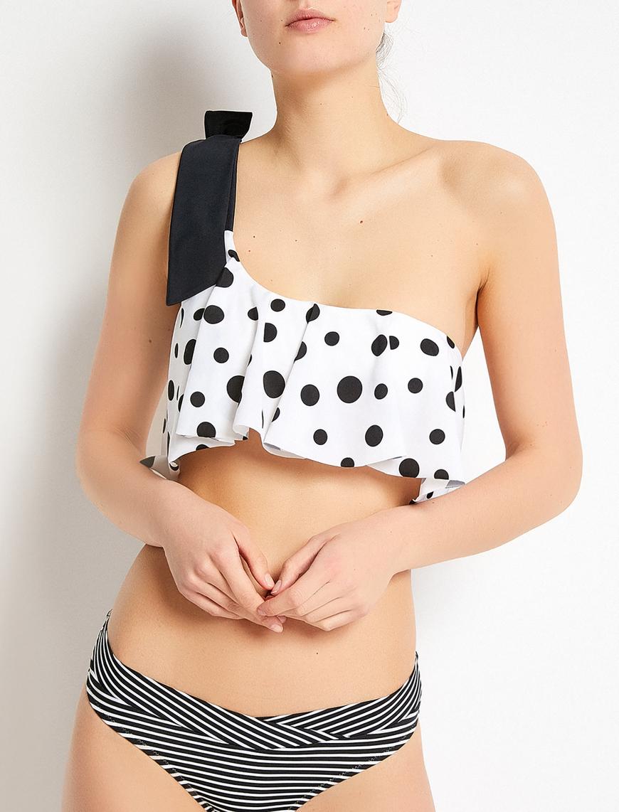   Puantiye Detaylı Bikini Üstü